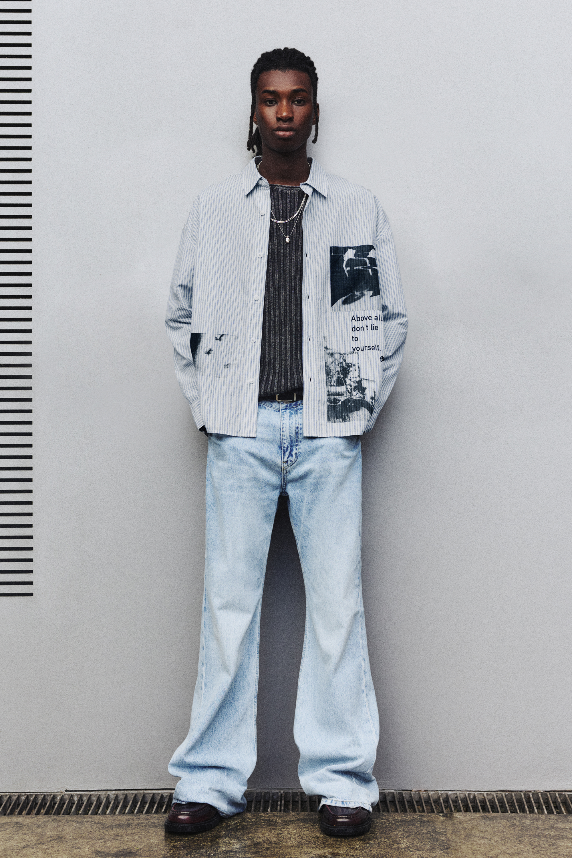 STWD striped shirt with print