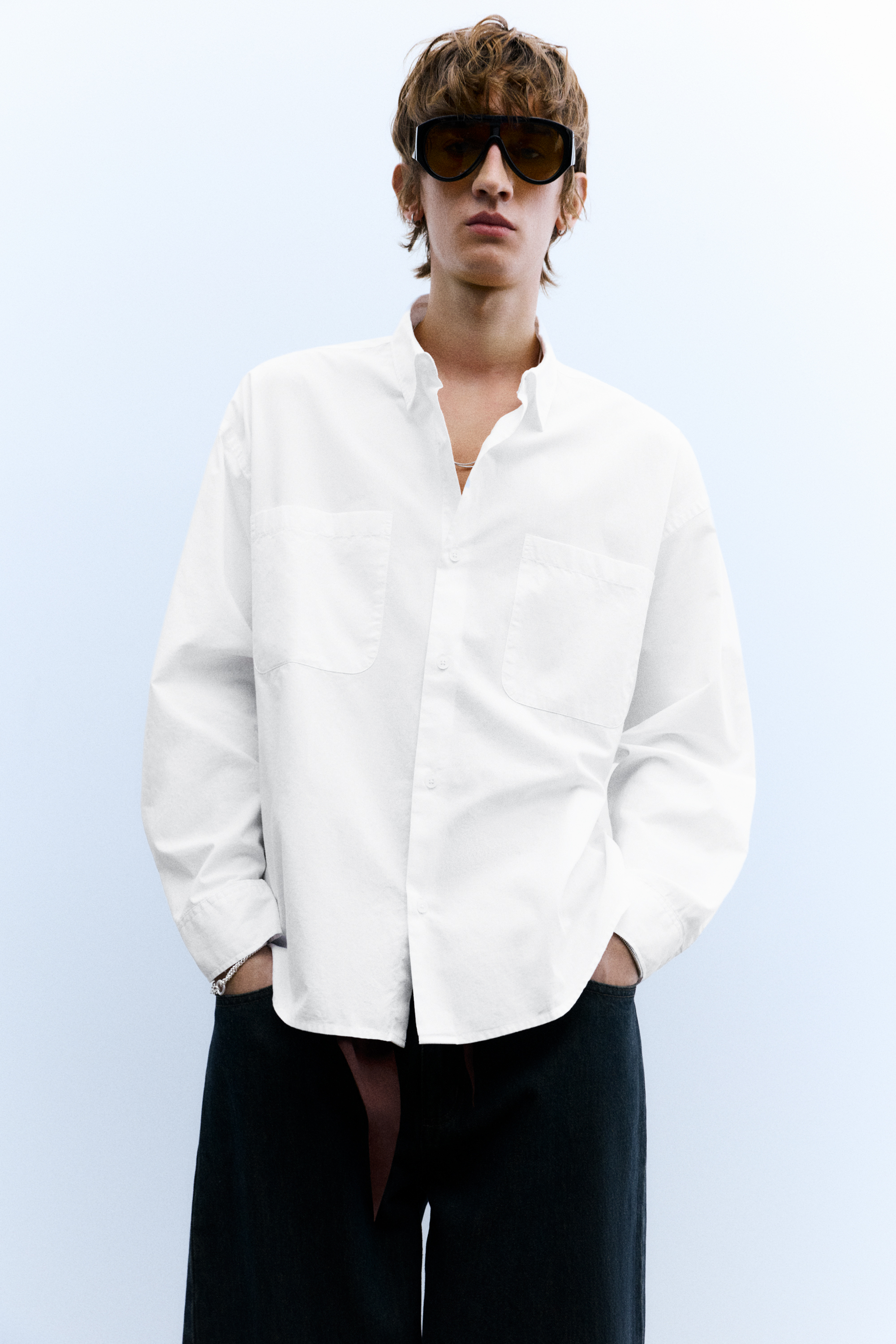 Chemise à manches longues en popeline