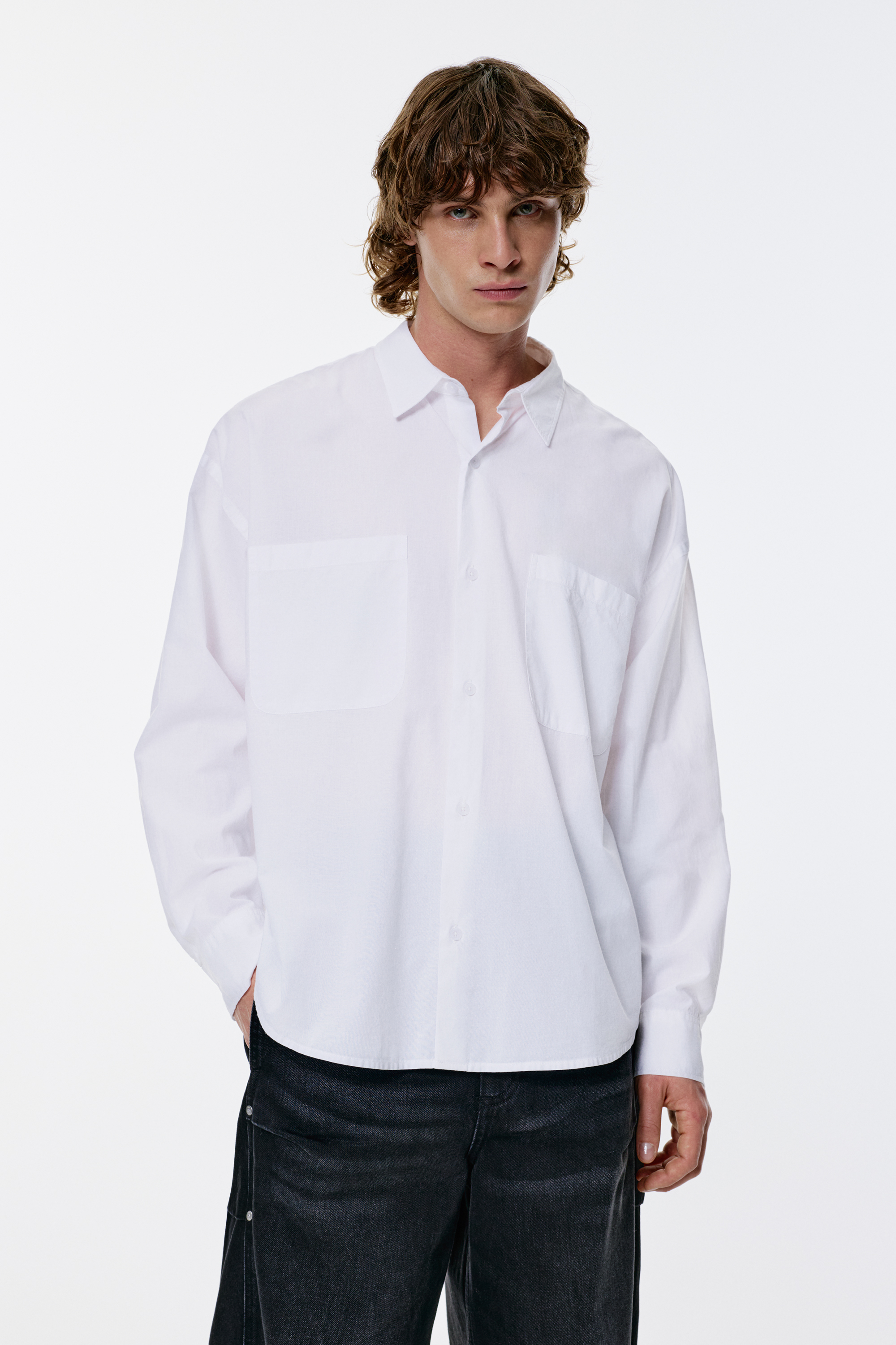 Chemise à manches longues en popeline