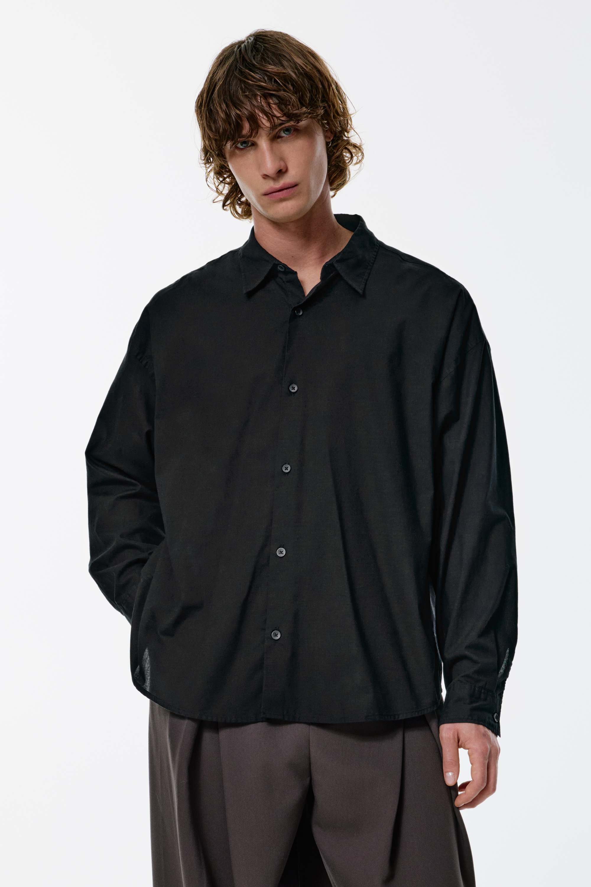 Chemise à manches longues en popeline