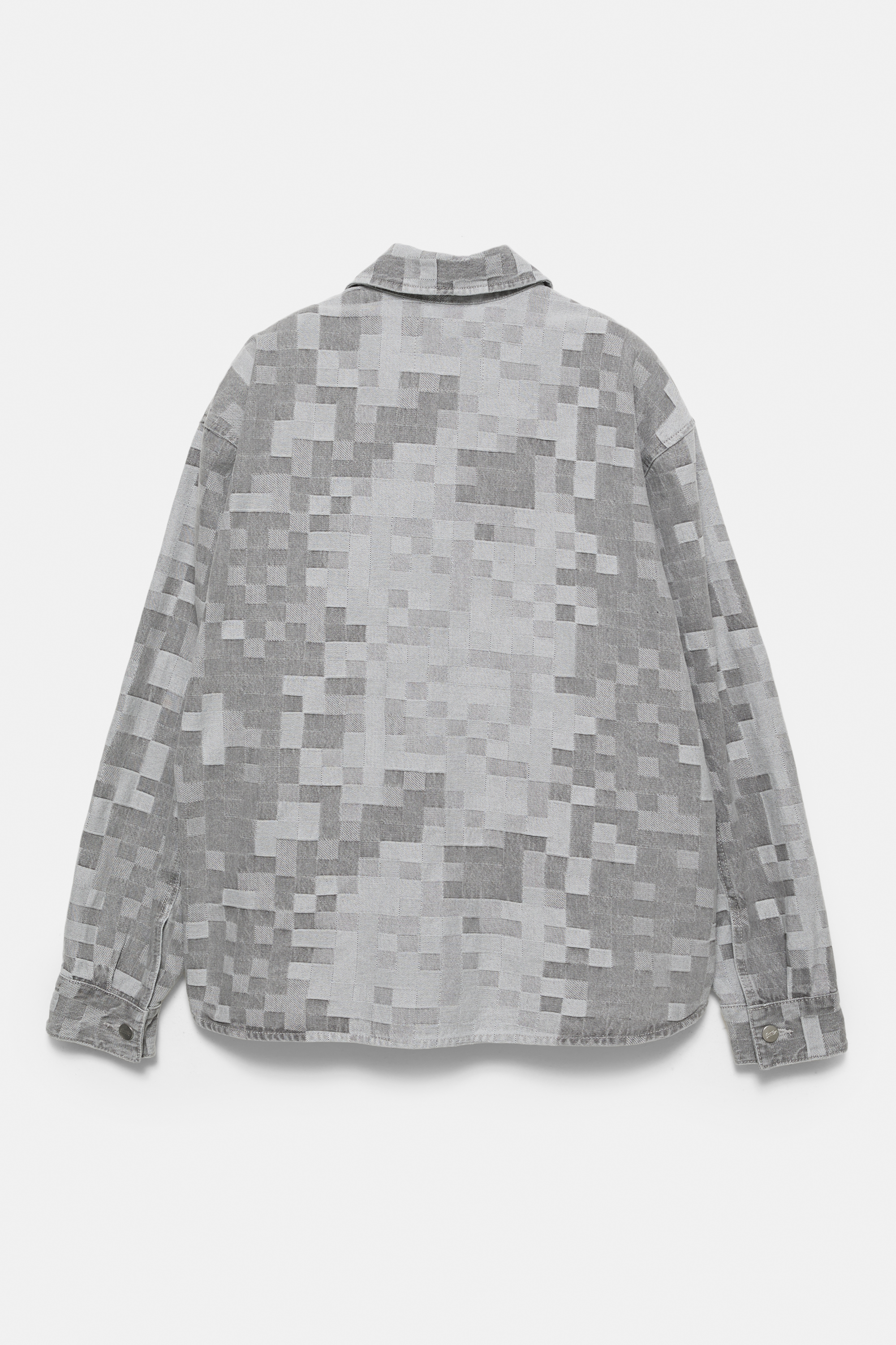 Plaid jacquard denim shirt