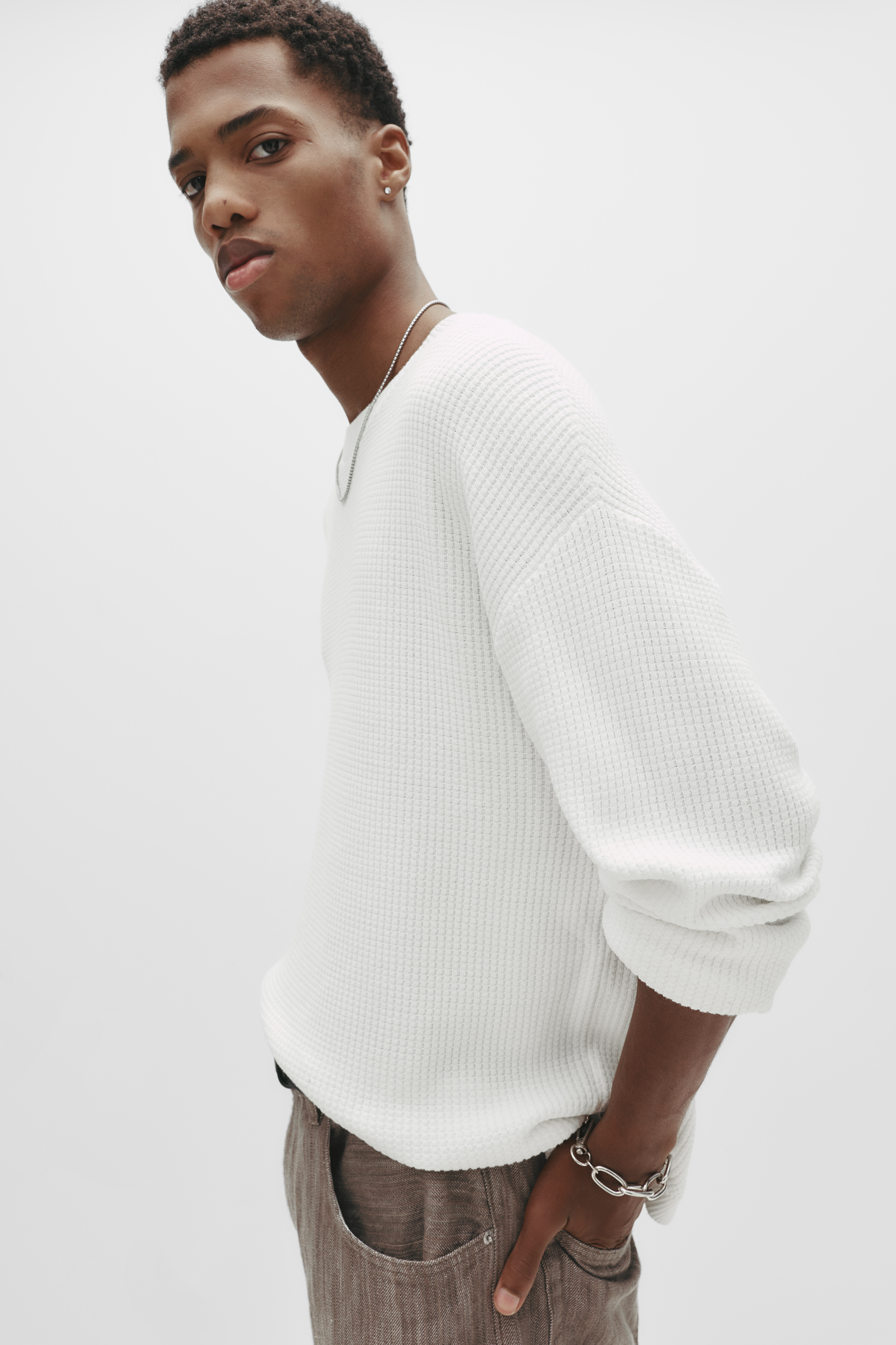 סוודר מבד וופל