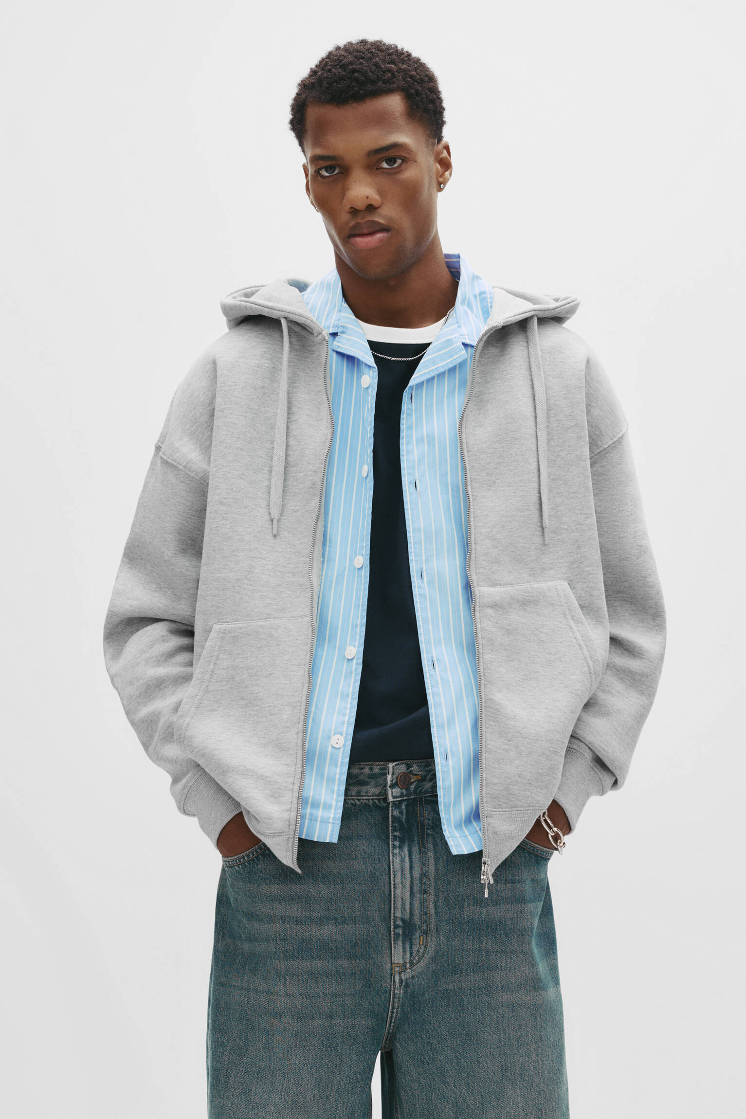 Basic zip-up hoodie - pull&bear