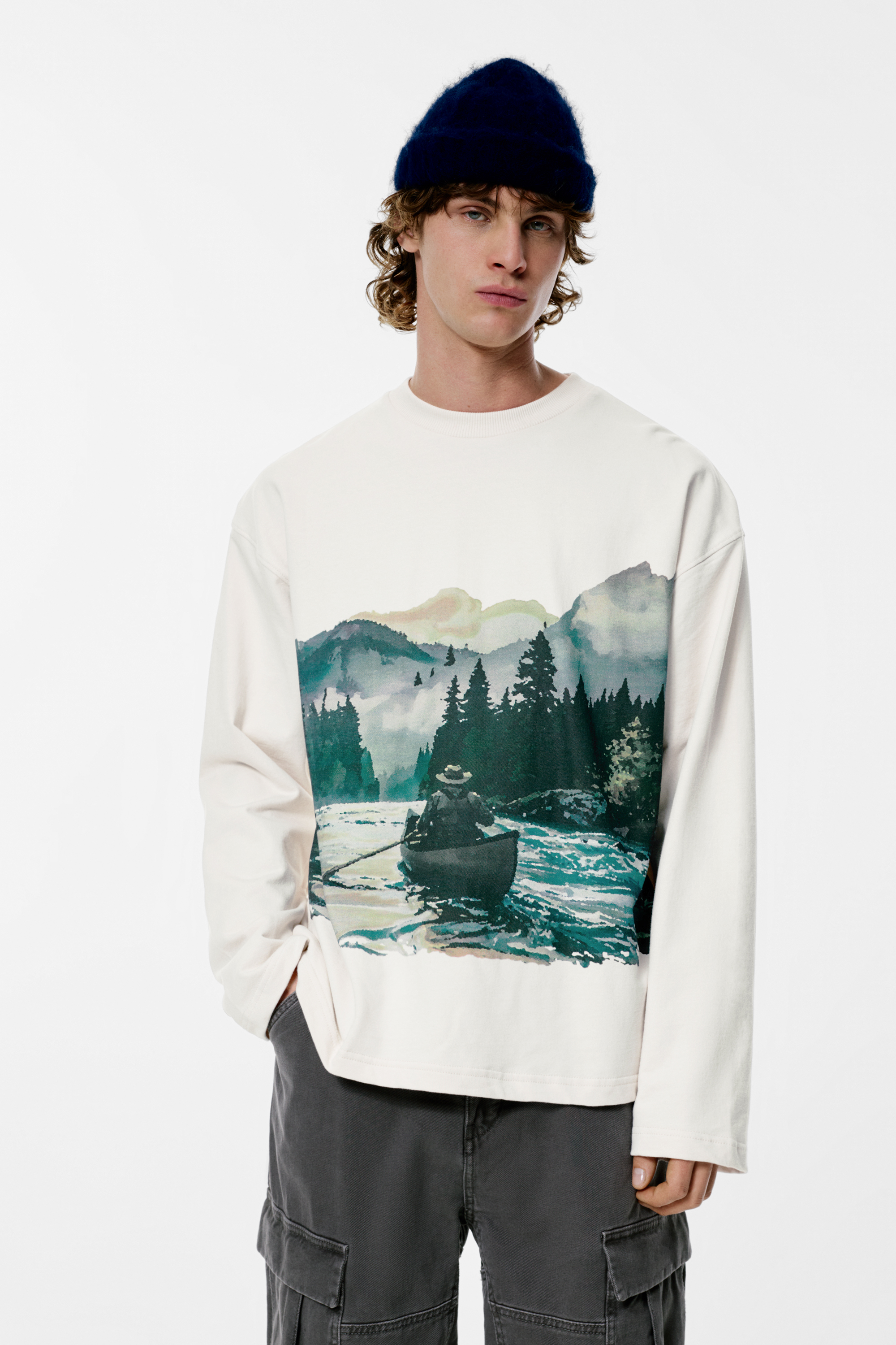 White sweatshirt with graphic