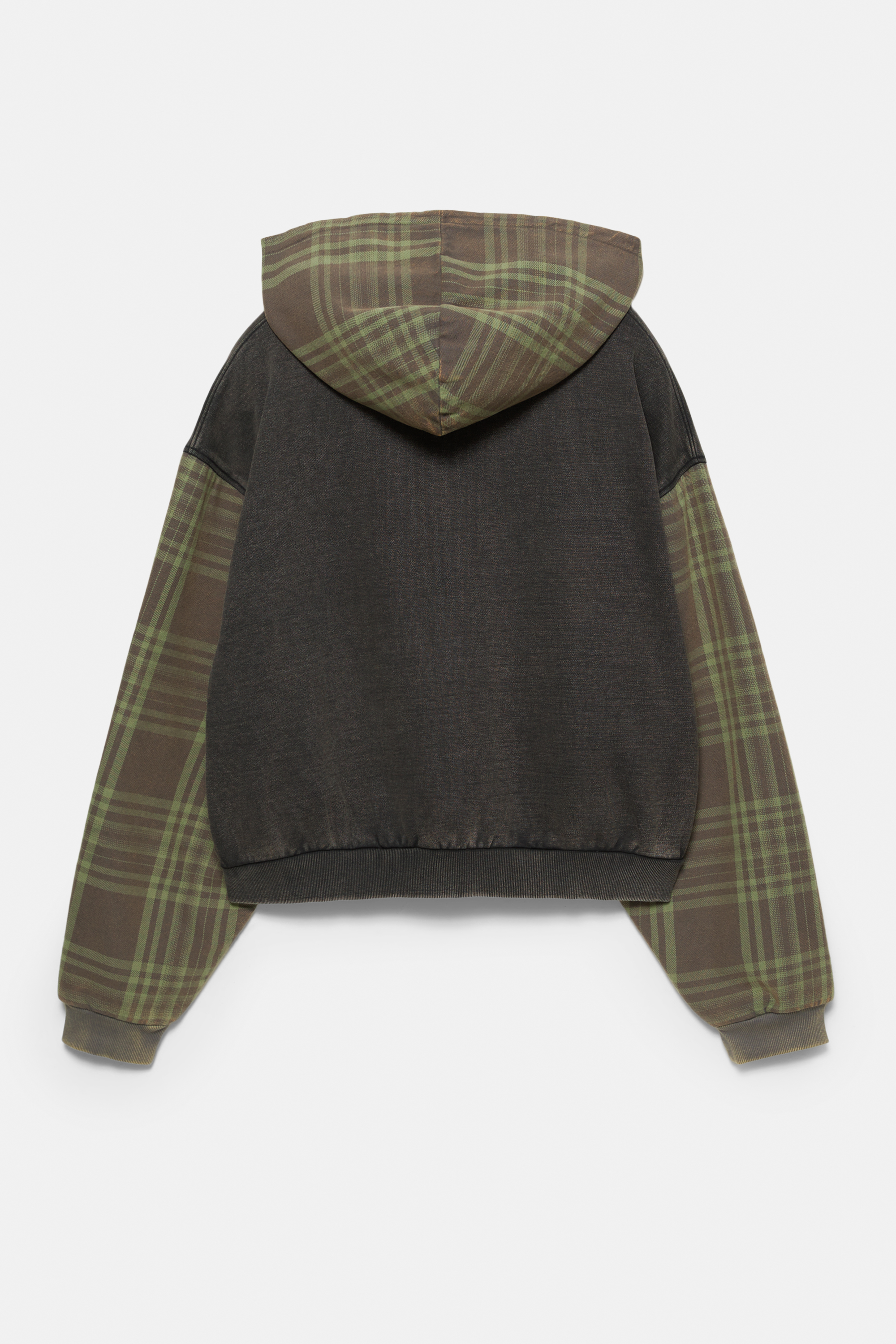 Sudadera capucha cremallera cuadros