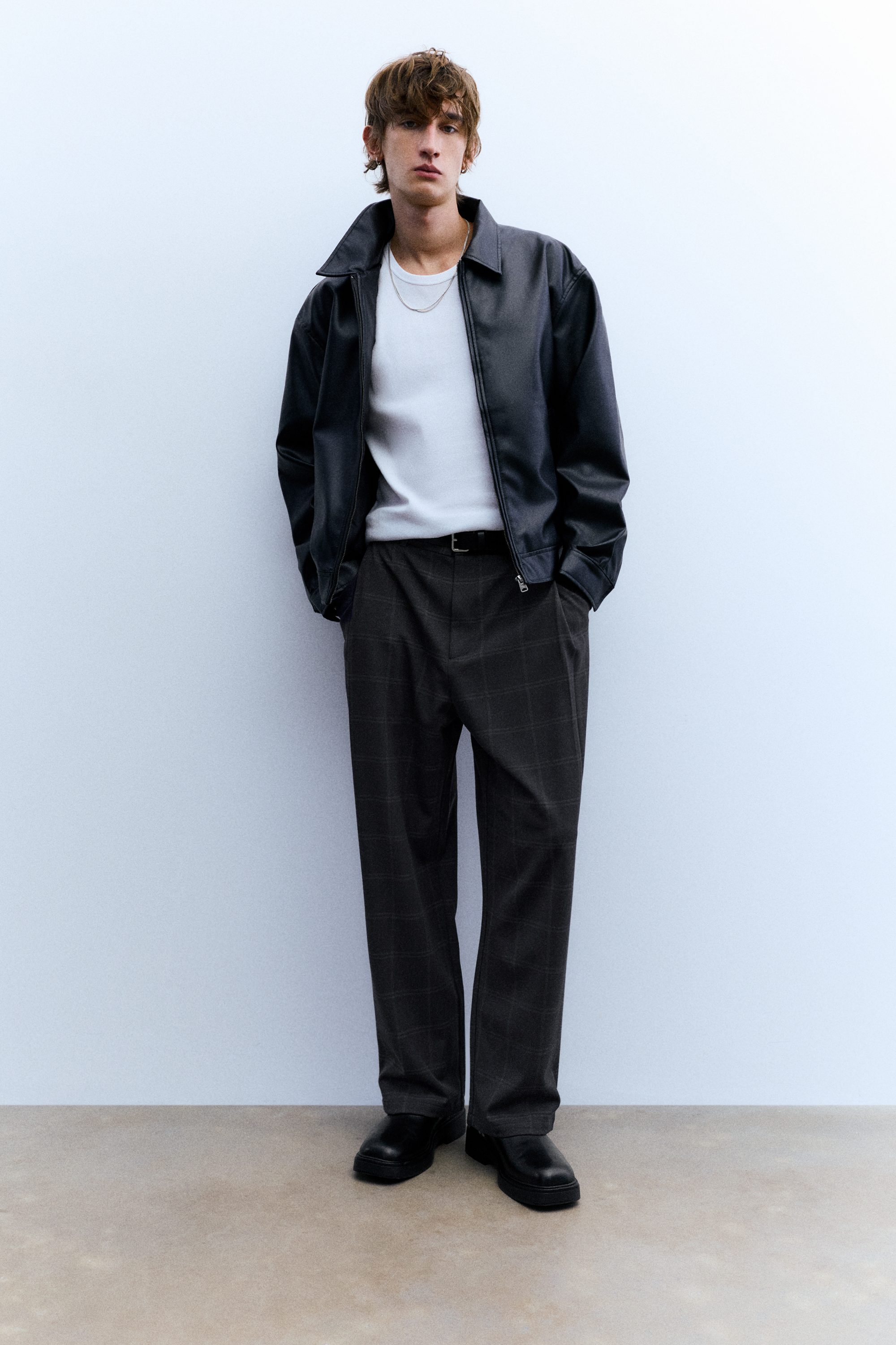 Checked tailored fit trousers