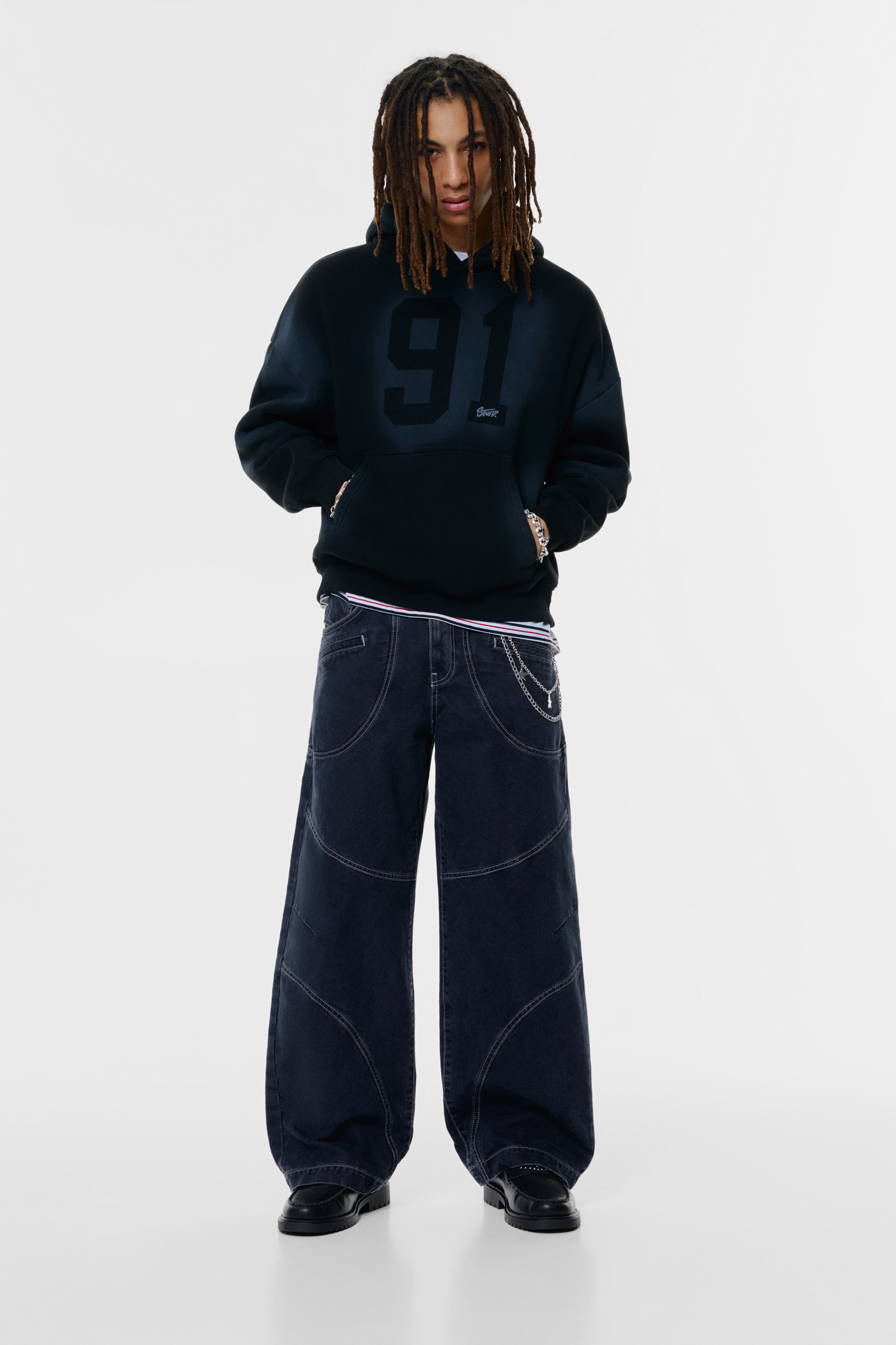 Hlače širokih nogavica s umecima