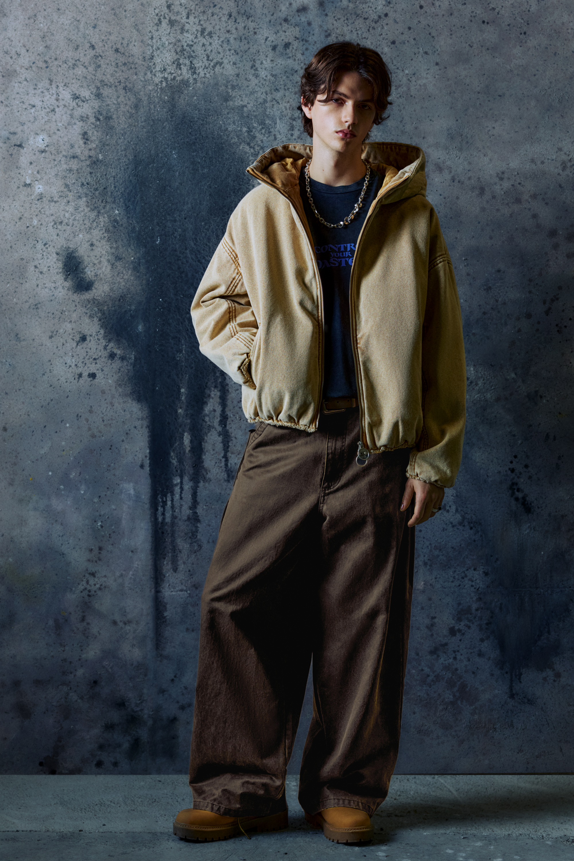 Waxed effect cargo trousers