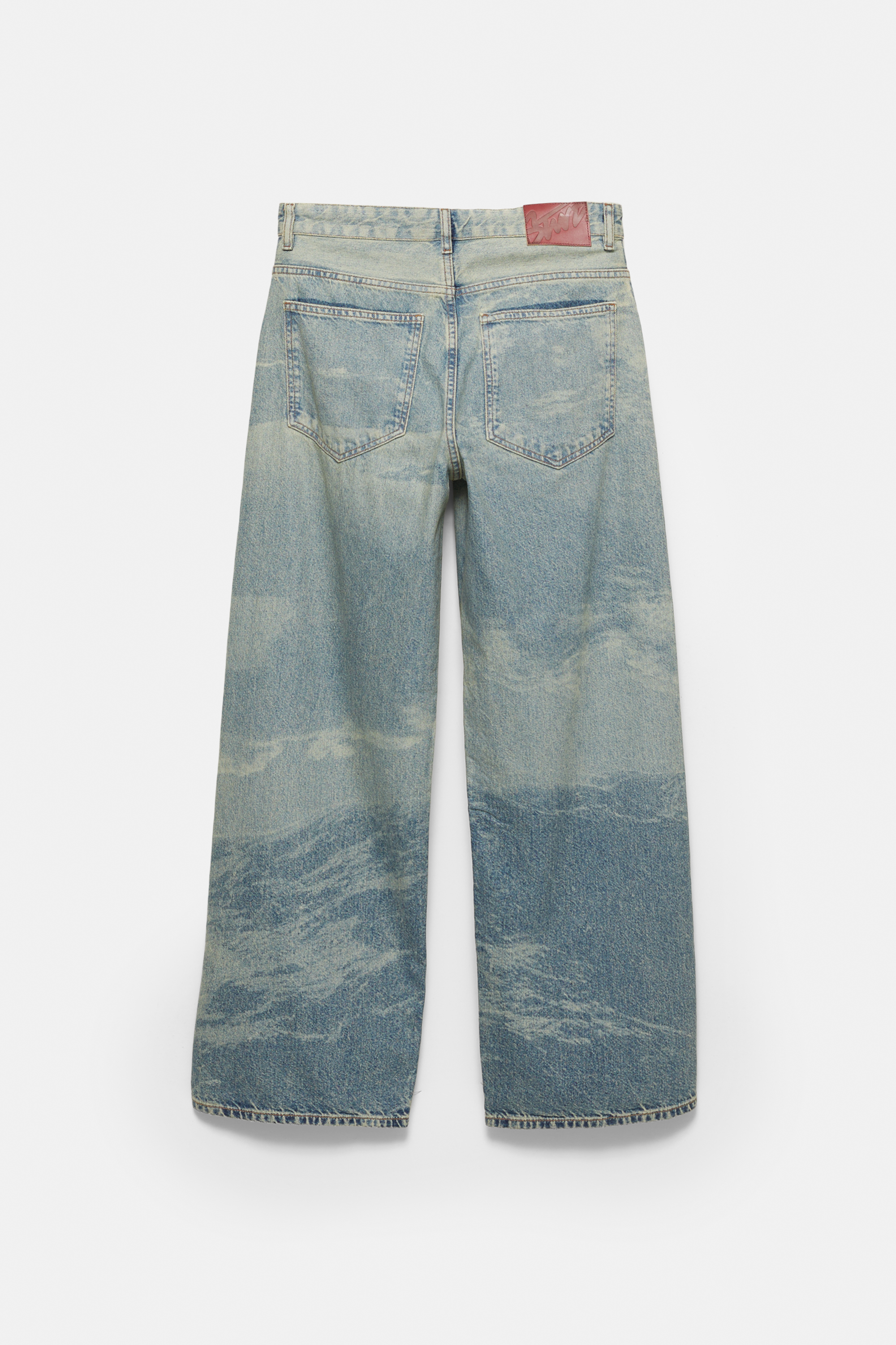 Laser effect wide-leg jeans