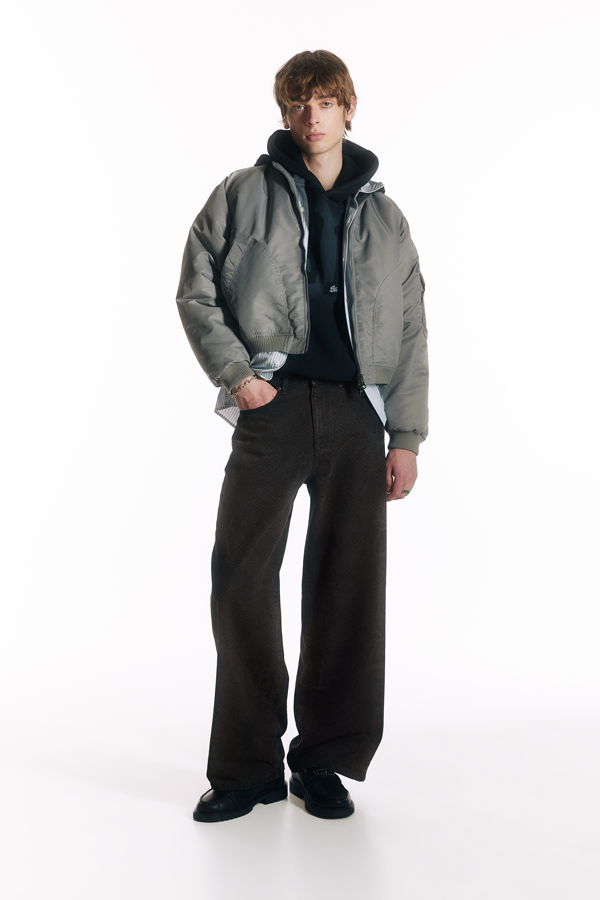 Snakeskin print wide-leg jeans