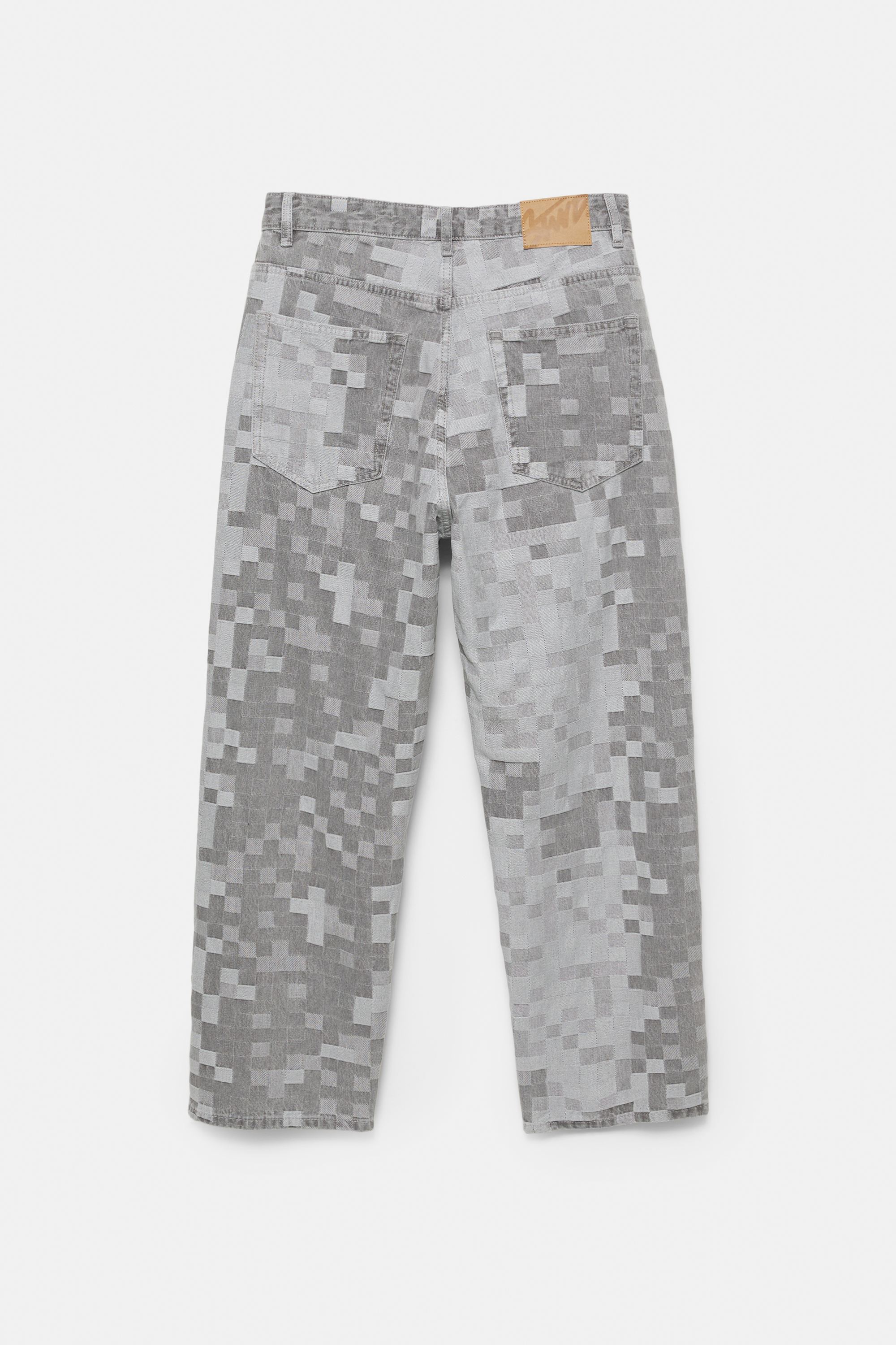 Jacquard check baggy jeans