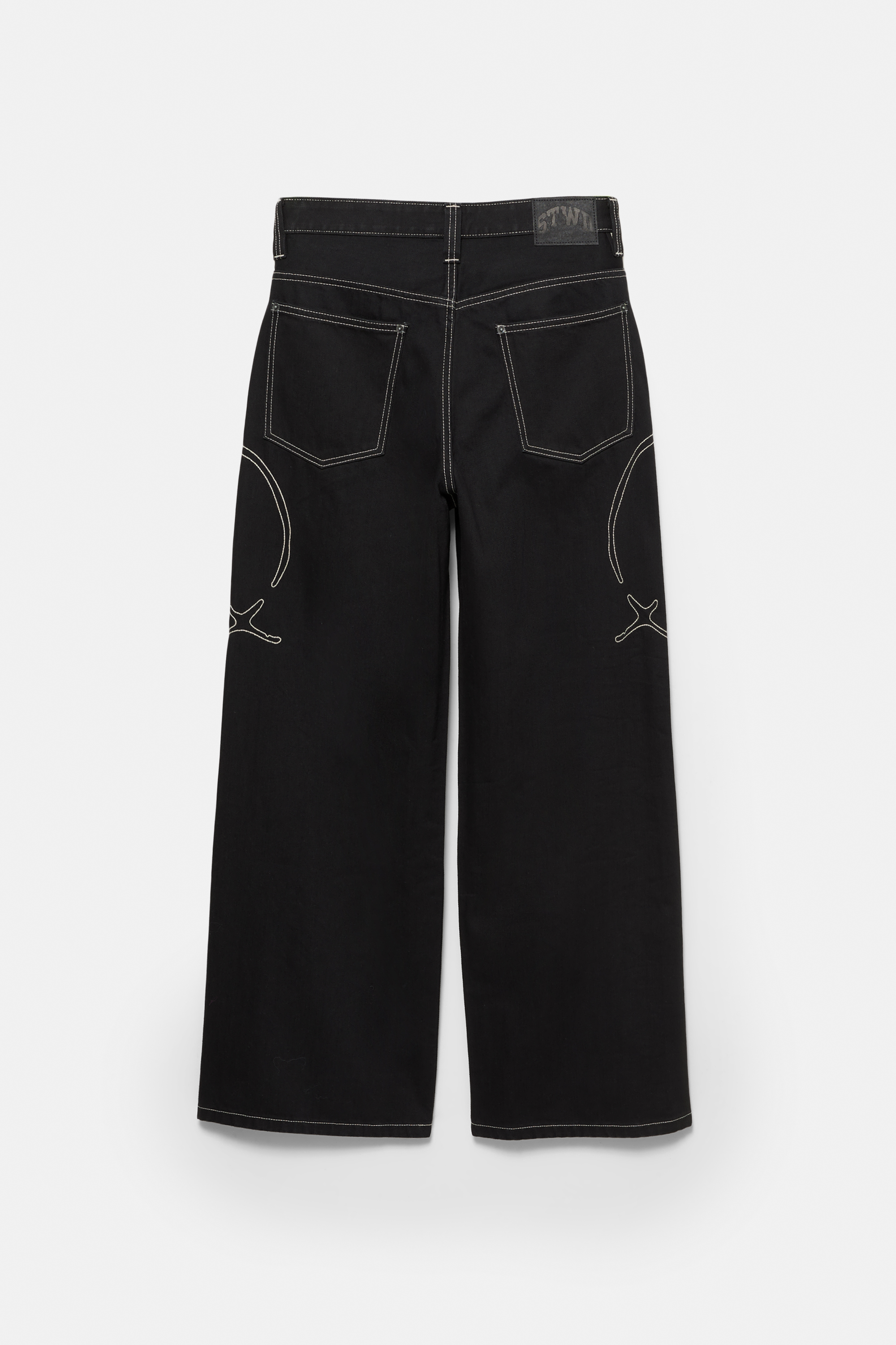 Embroidered wide-leg jeans