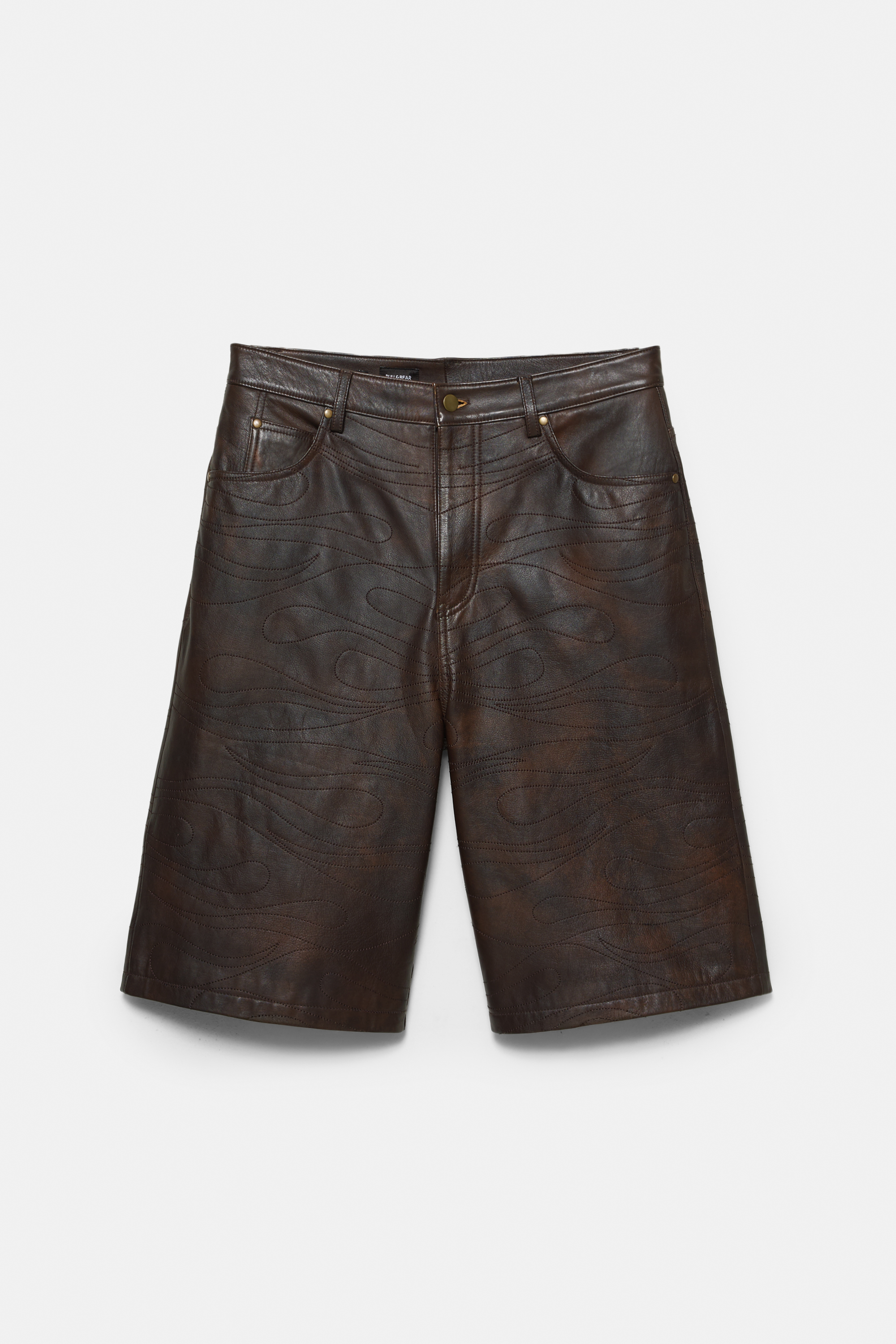 STWD by PLEASURES leather Bermuda shorts
