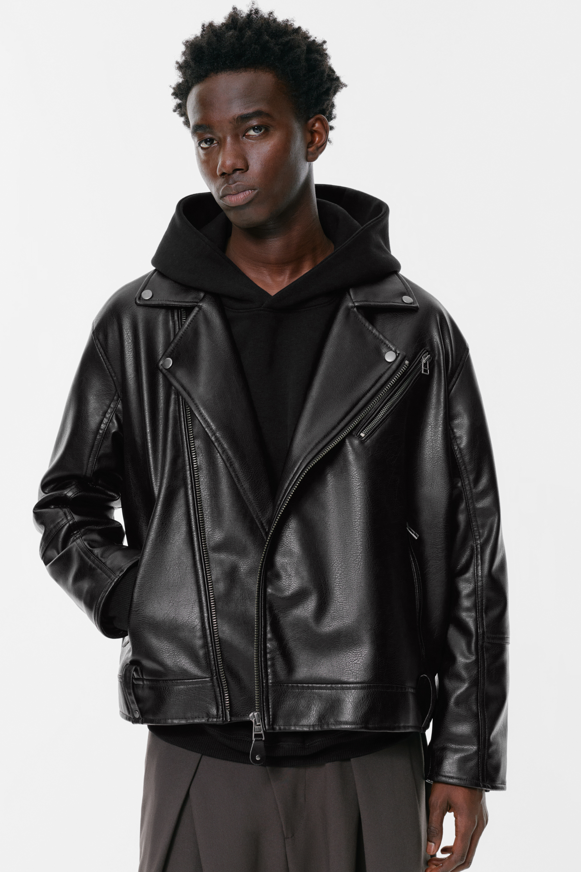 Faux leather biker jacket