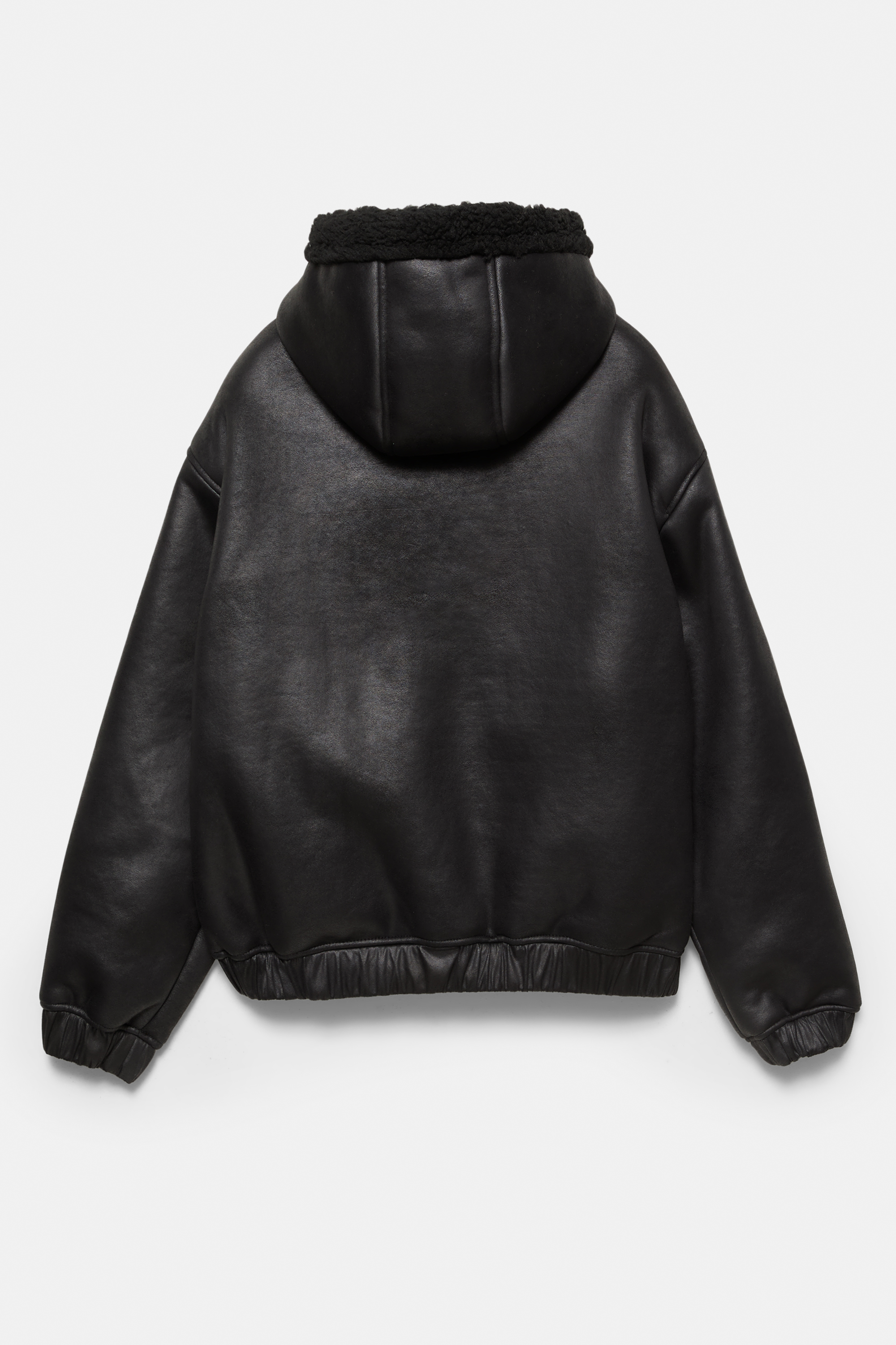 Leather effect faux shearling jacket