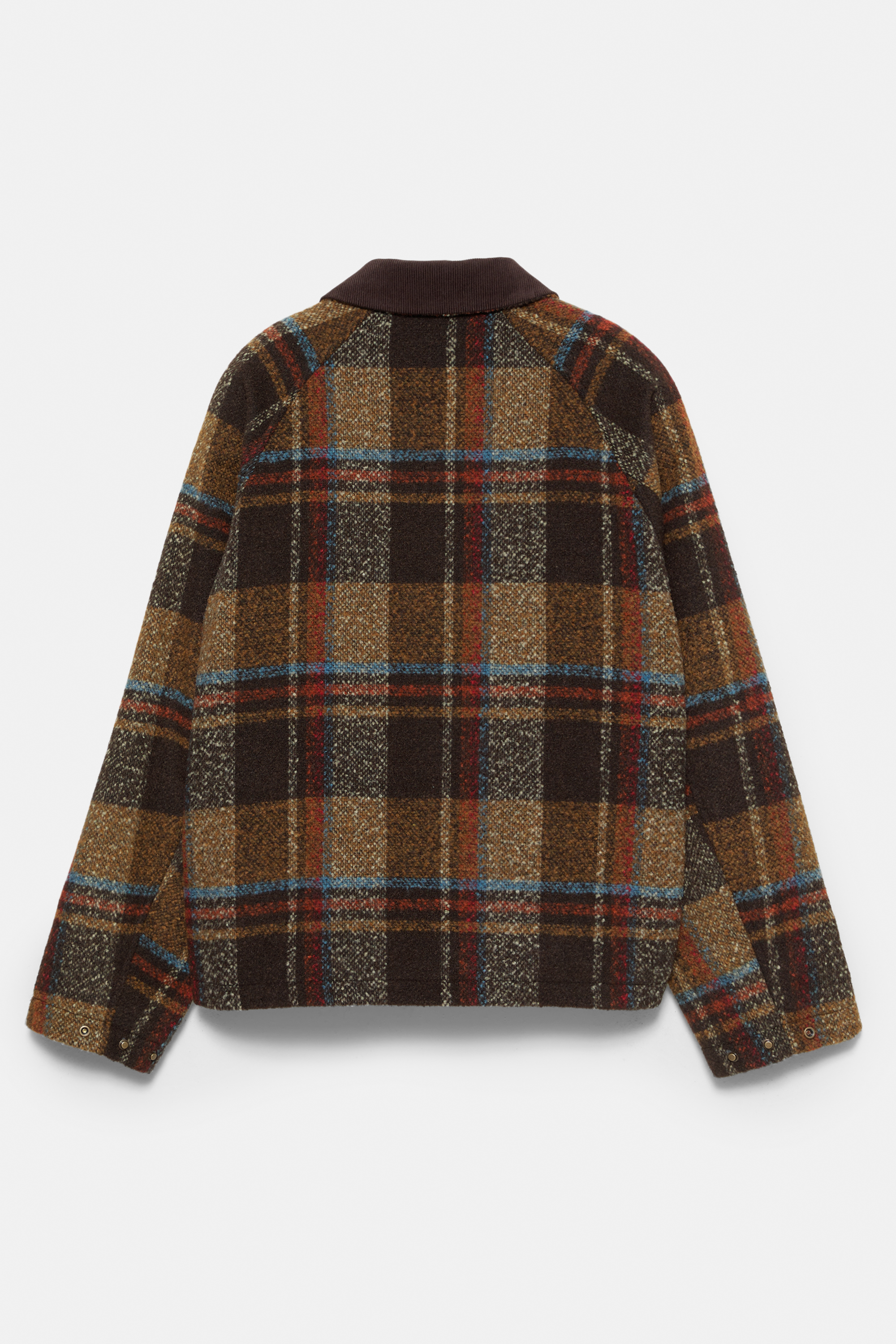 Checked jacket with corduroy collar