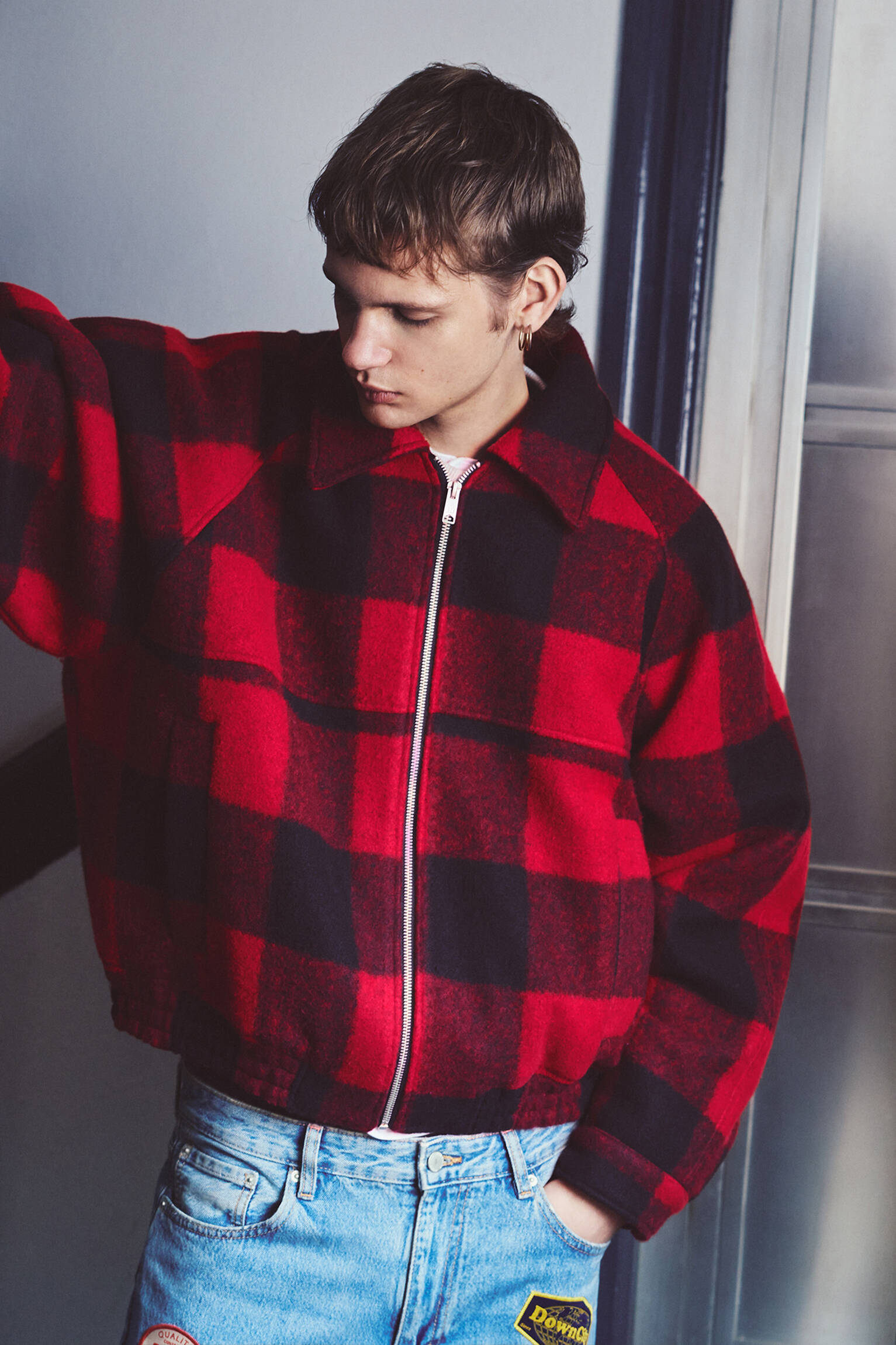 Бомбър яке на каре PULL&BEAR