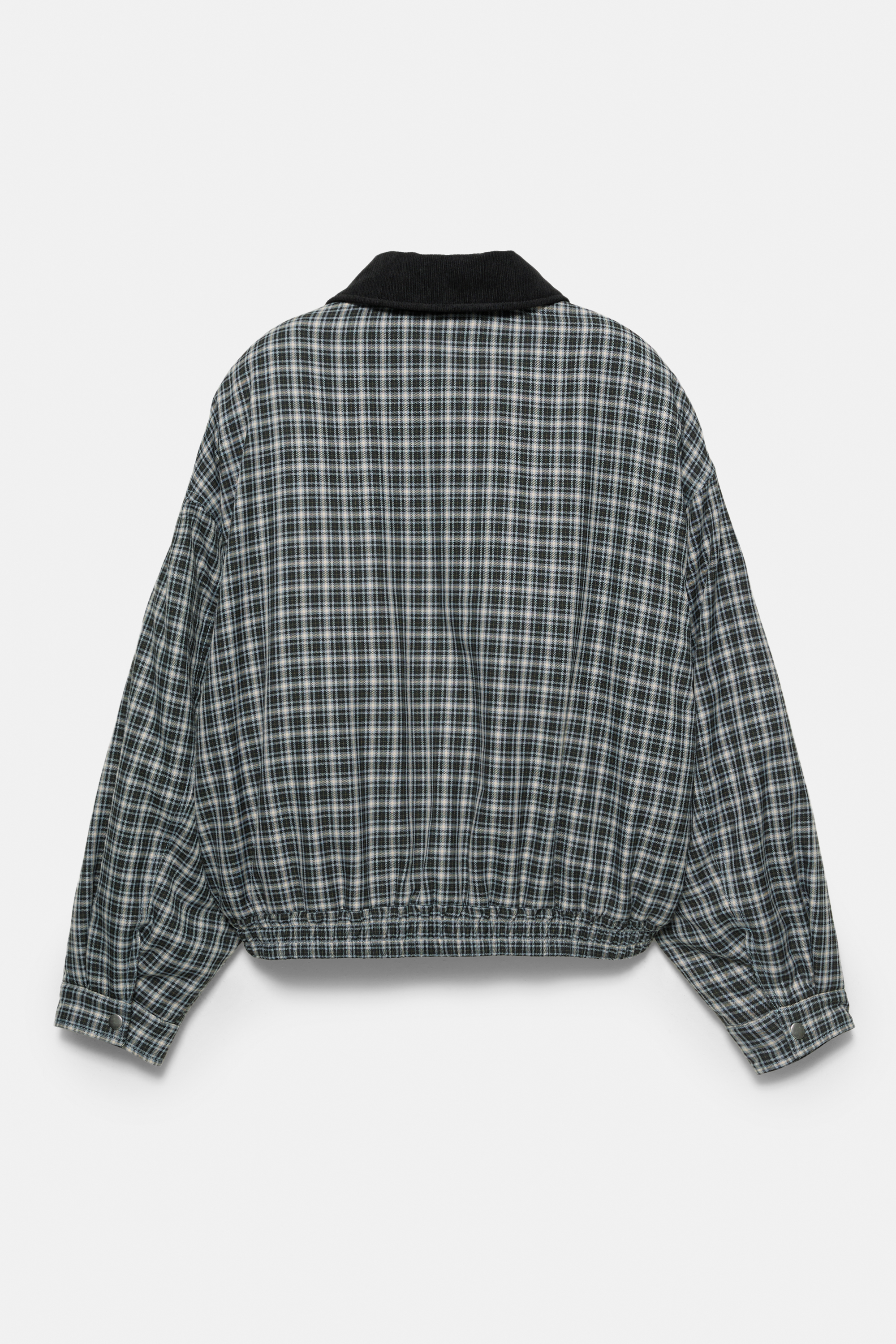 Checked bomber jacket with a corduroy collar