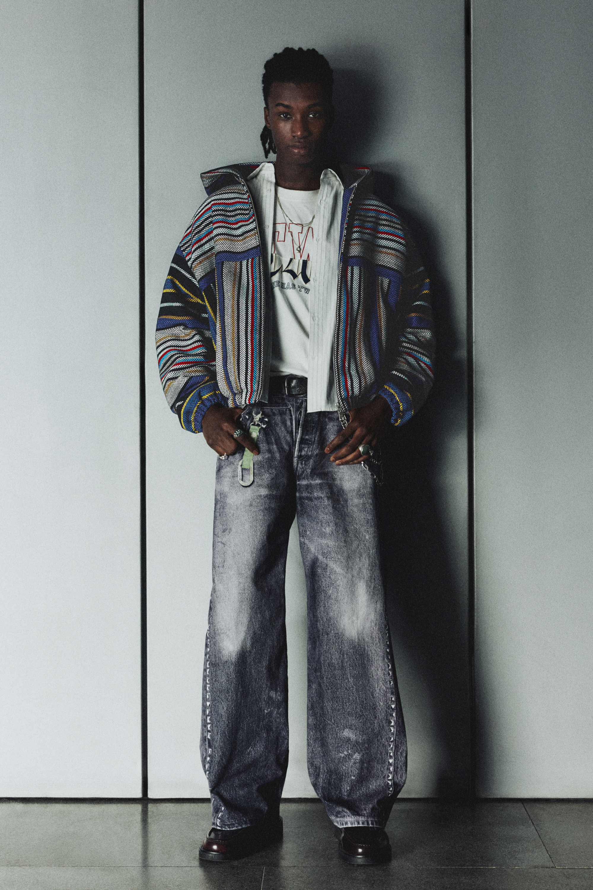 Striped hooded jacket