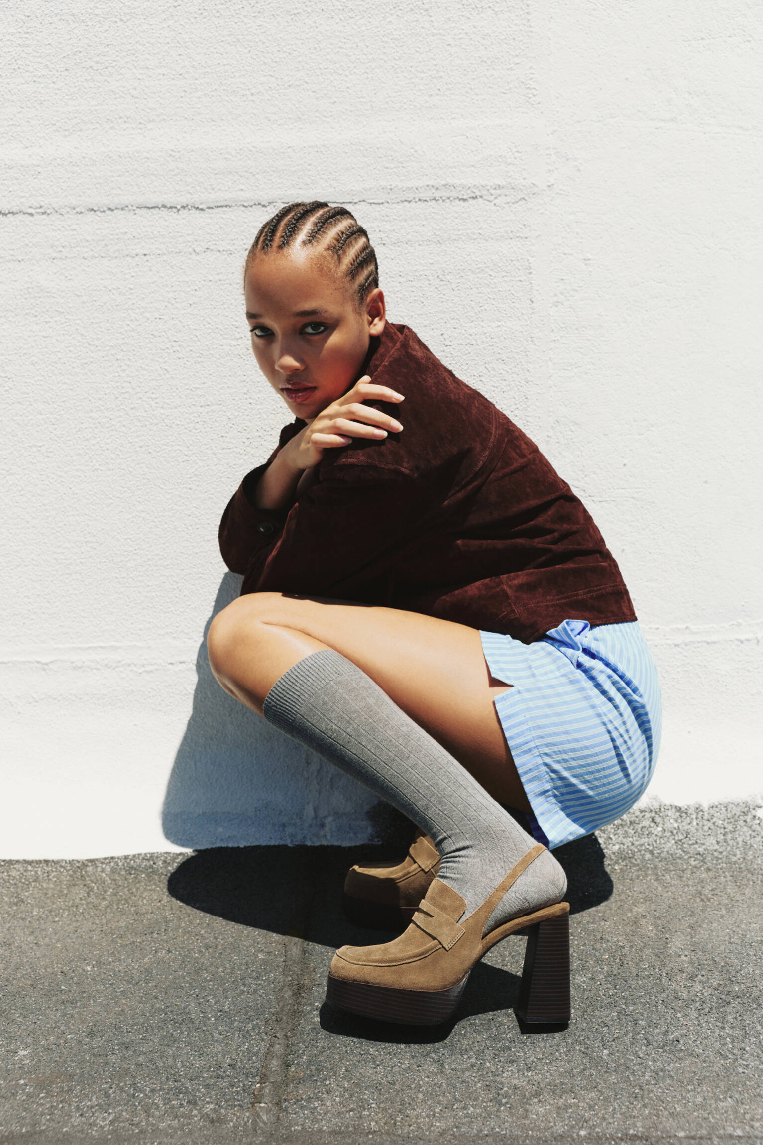 Mocassins plateforme en cuir - pull&bear