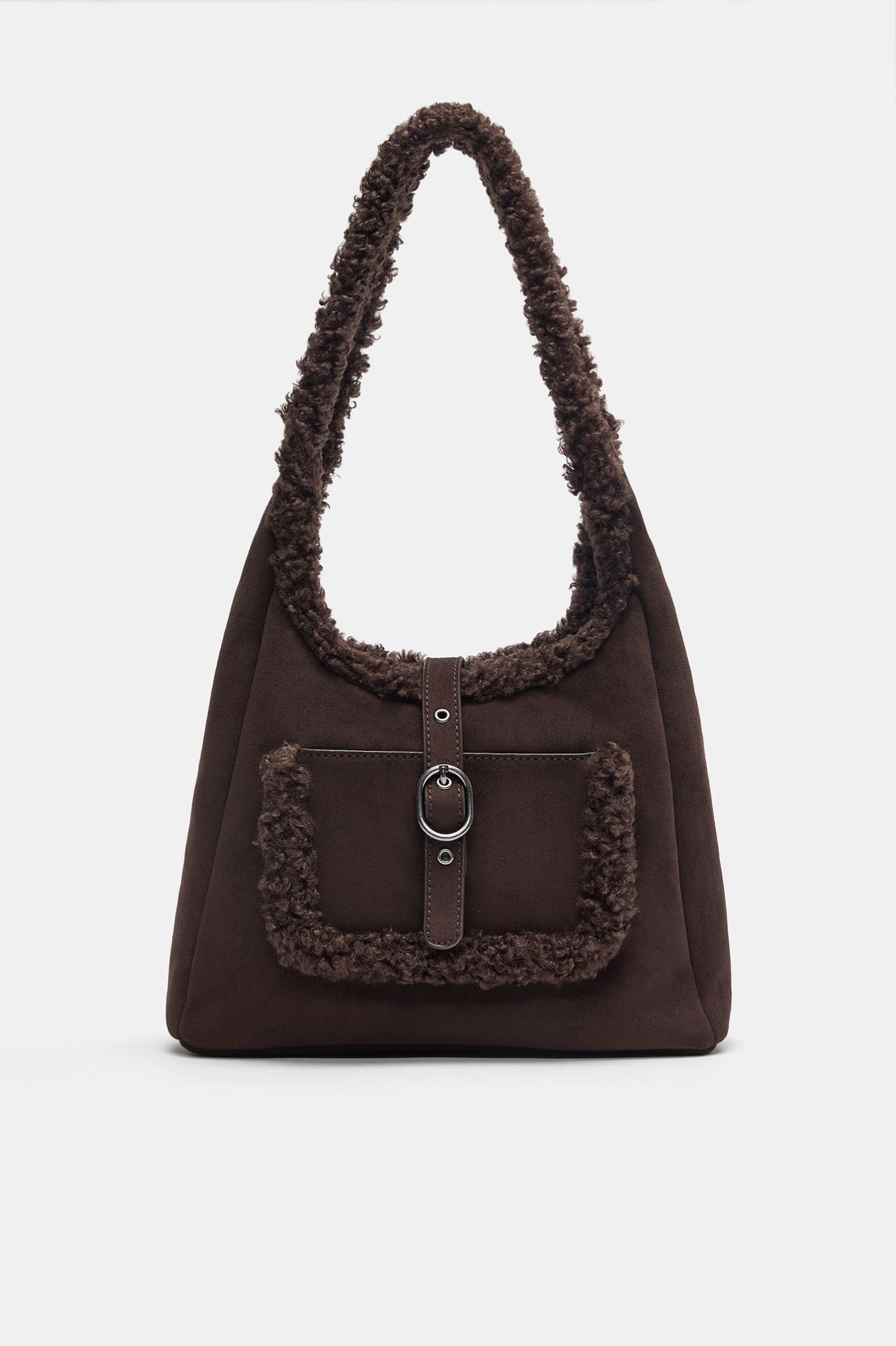 Faux shearling shoulder bag