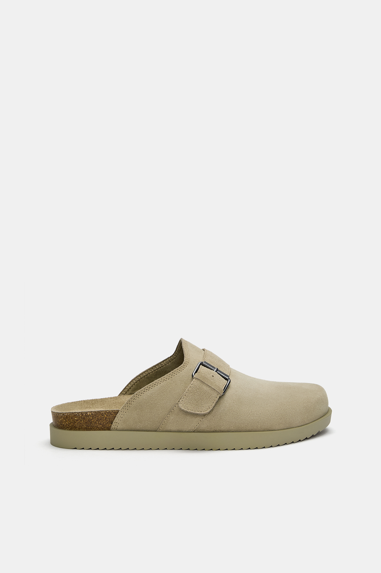 Buckled leather clogs