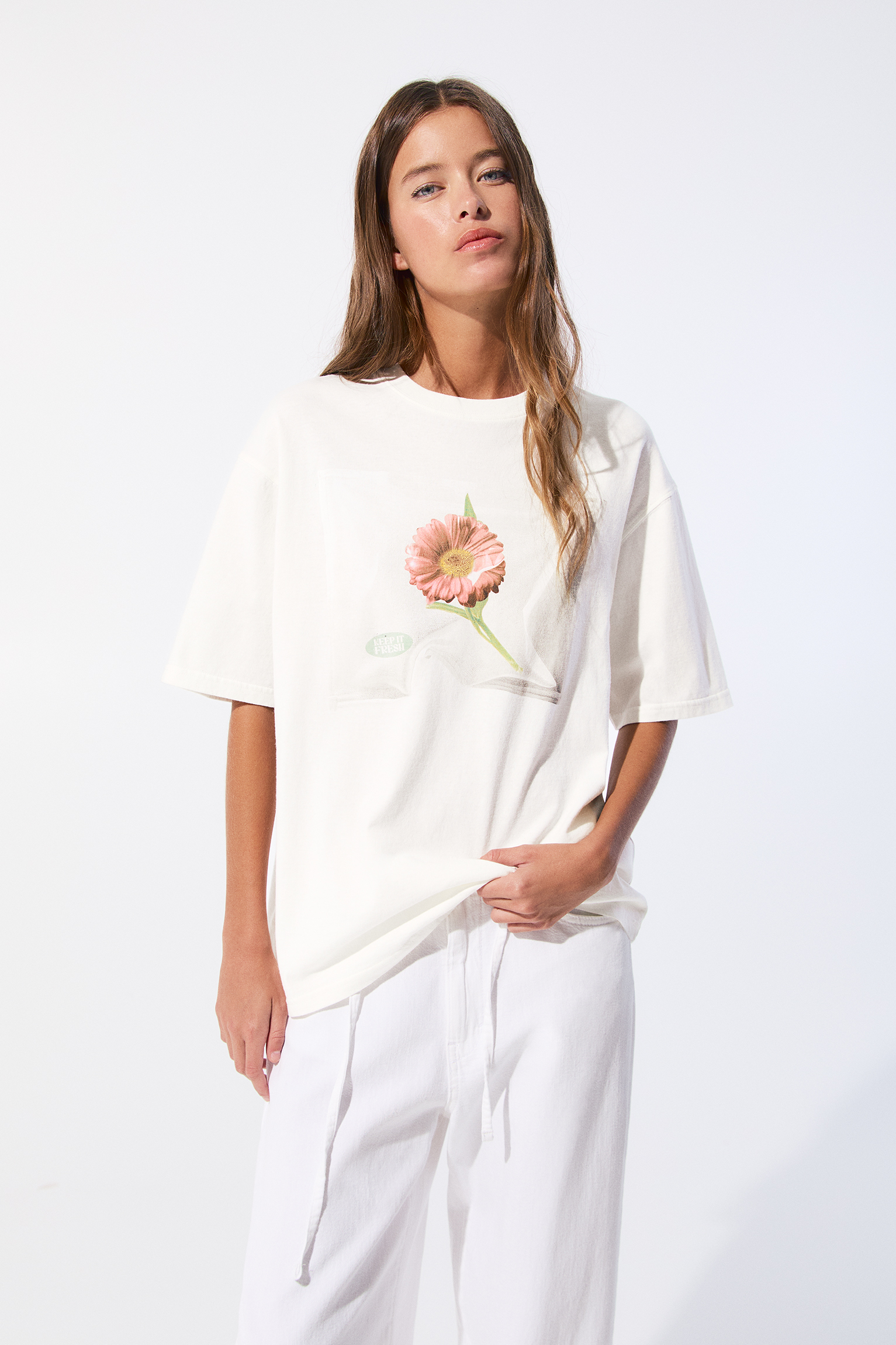 T-Shirt Femme George Décor Fleurs Café - Taille 16 - Occasion Très Bon État