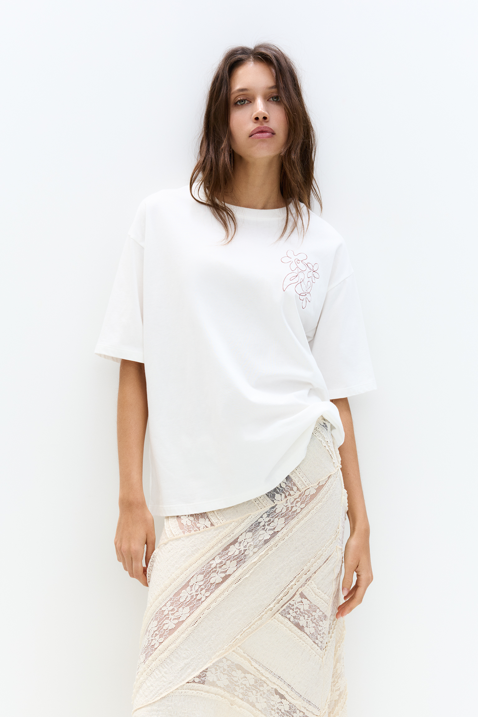 T-Shirt Damen Maglietta Rabe Donna - Mezze Maniche Con Motivo Astratto Top Viscosa Elastan