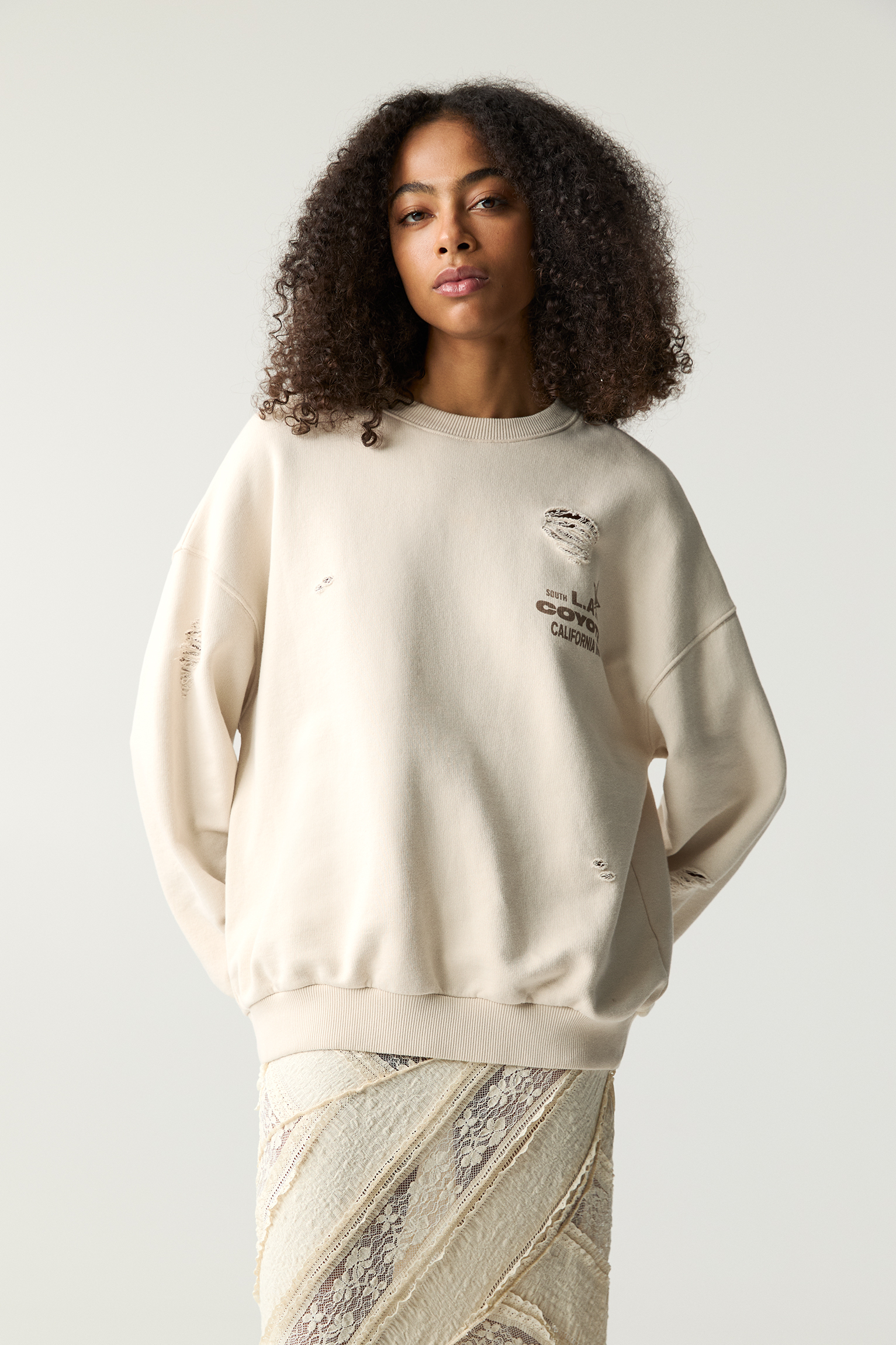 Sweat Femme Pull & Bear Violet Hamptons NYC Taille S - Occasion Très Bon état, Coton, Léger