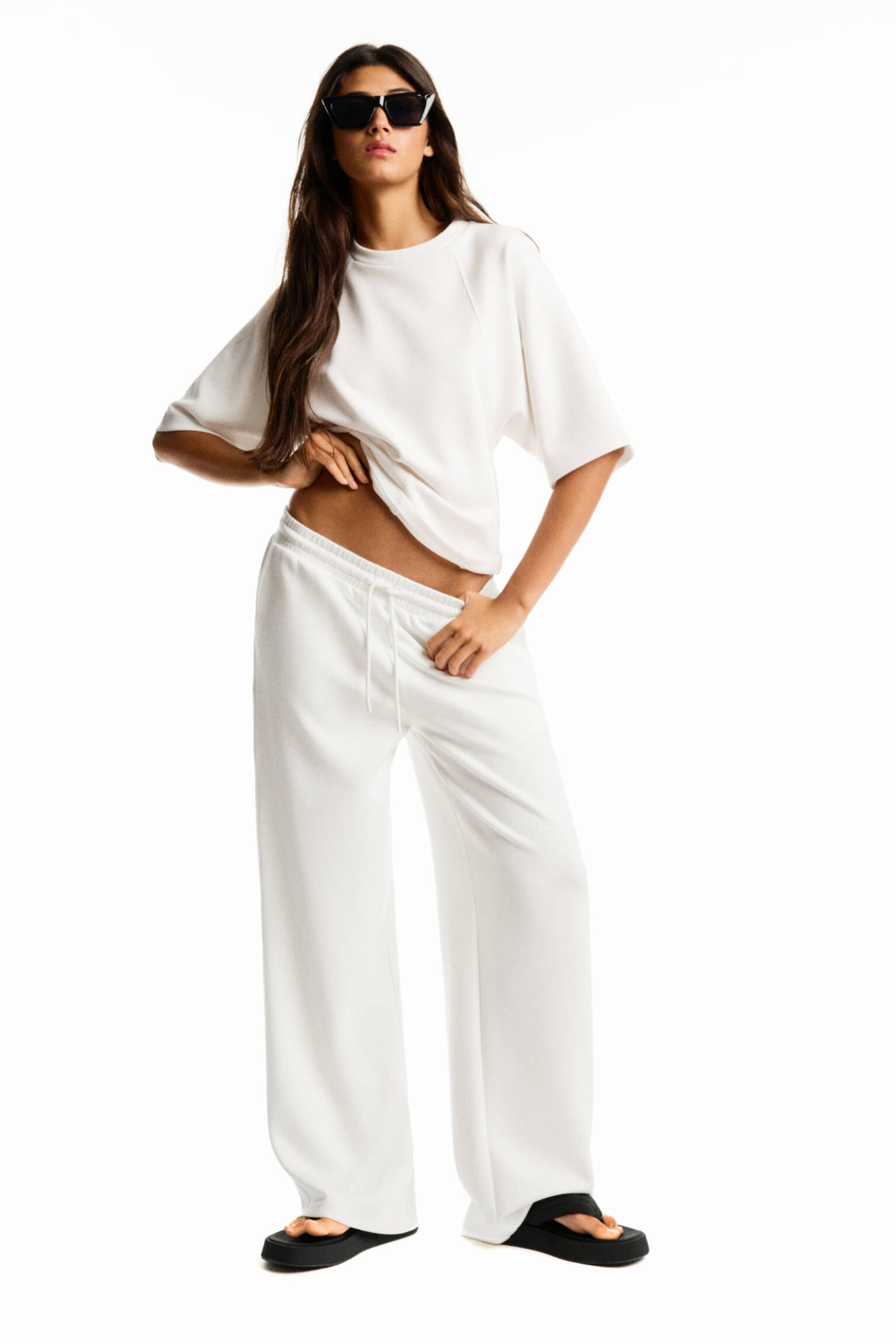Soft touch wide leg broek