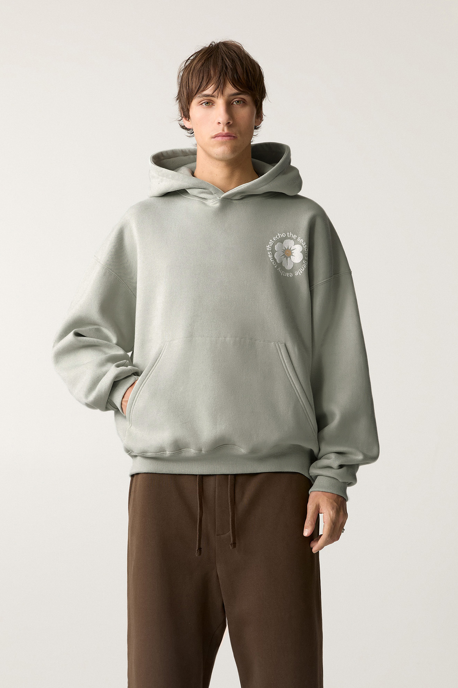 Pull&amp;Bear - Felpa Con Cappuccio Basic Grigia