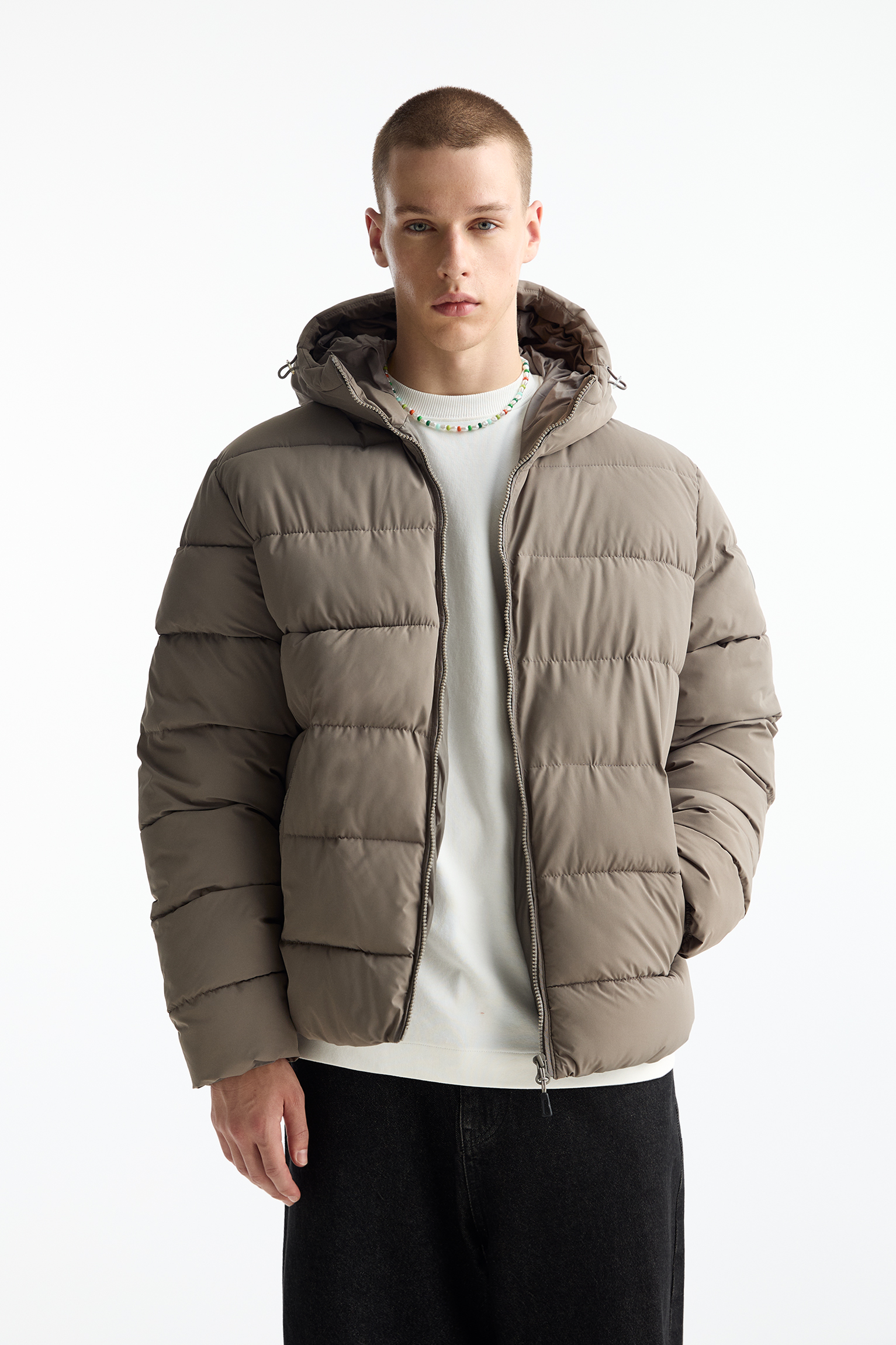 Vcansion Giubbotto Uomo Trapuntato In Pile Sherpa – Colletto Rialzato, Antivento, 3 Tasche – Taglia S (Bronzo)