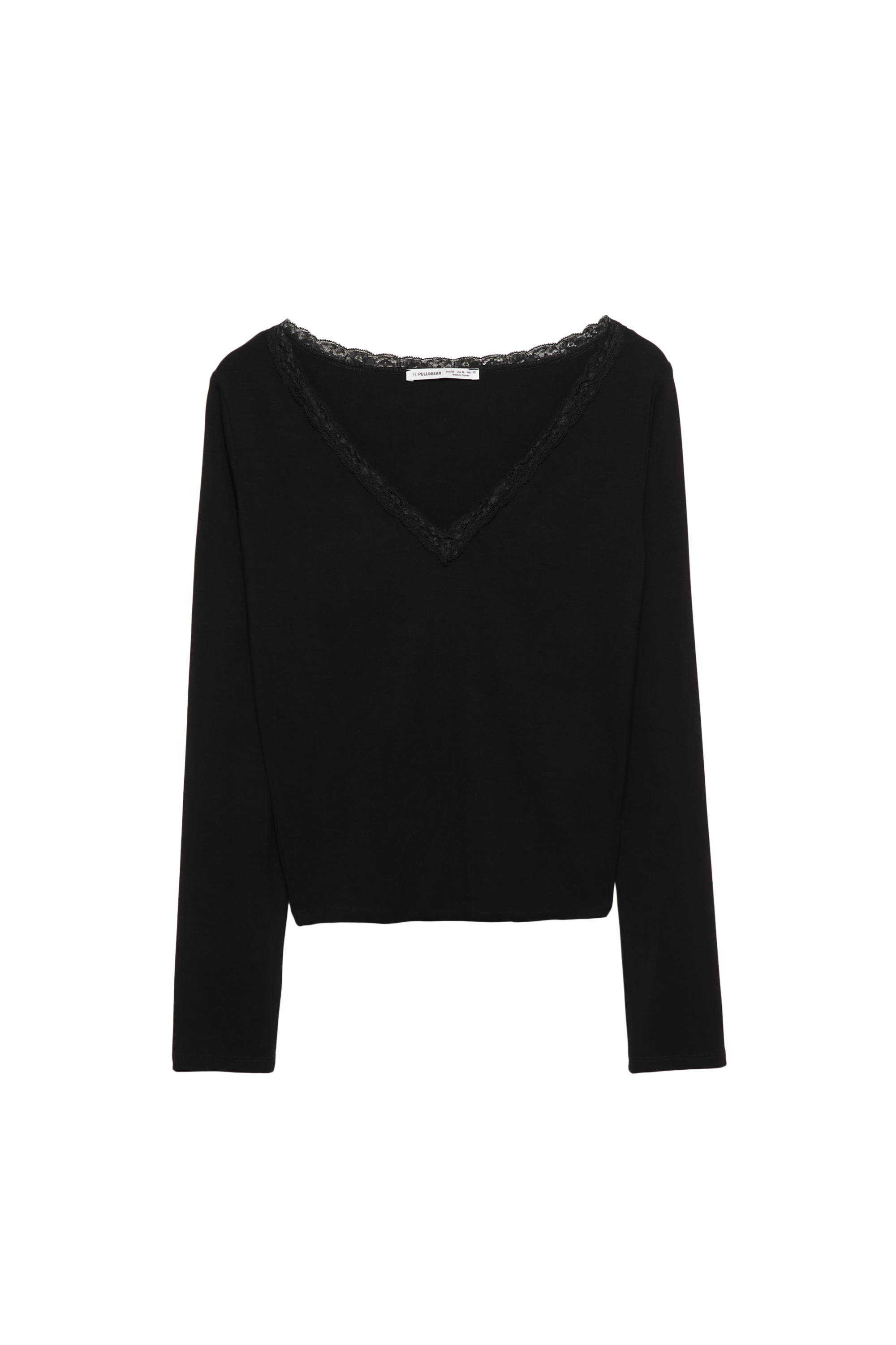 Lace trim neckline T-shirt