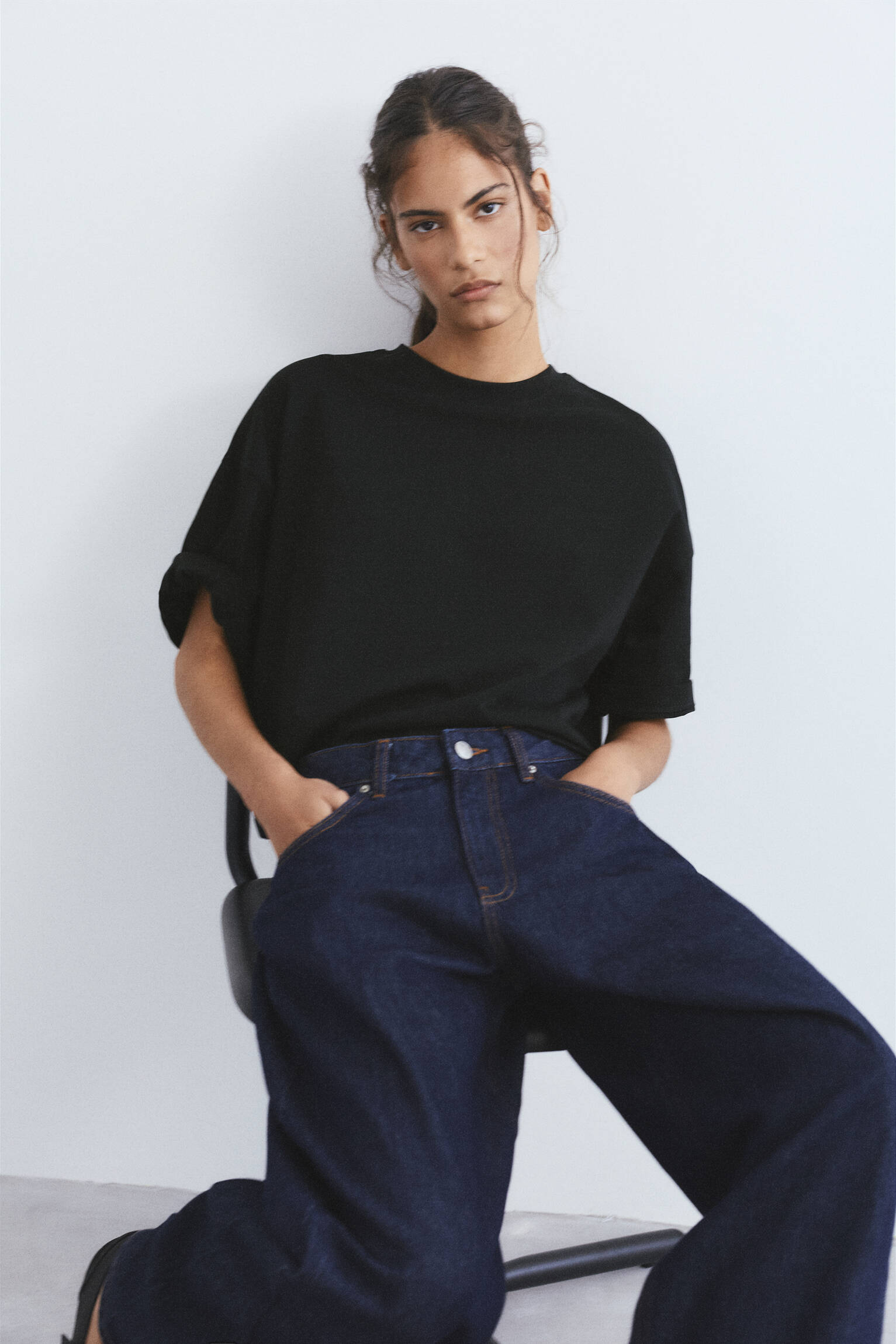 Kısa kollu kutu kesim t-shirt - Görsel 102