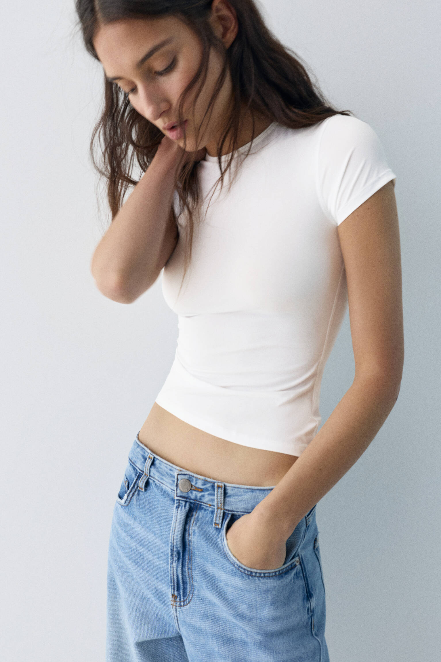 T-shirt in poliammide a maniche corte - Pull&Bear Italy