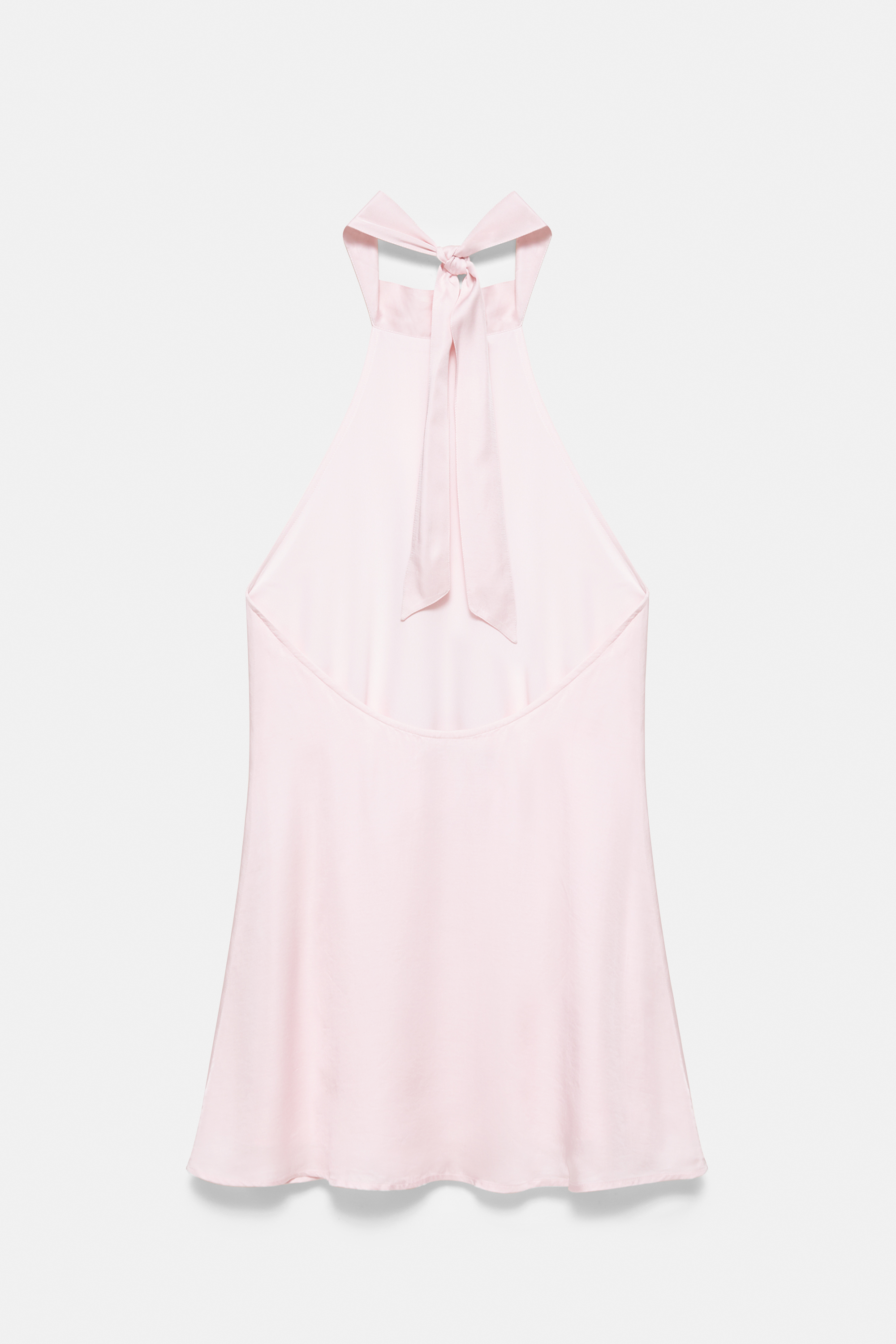 pull&bear strappy asymmetric ruffle hem mini dress in pale pink Millie