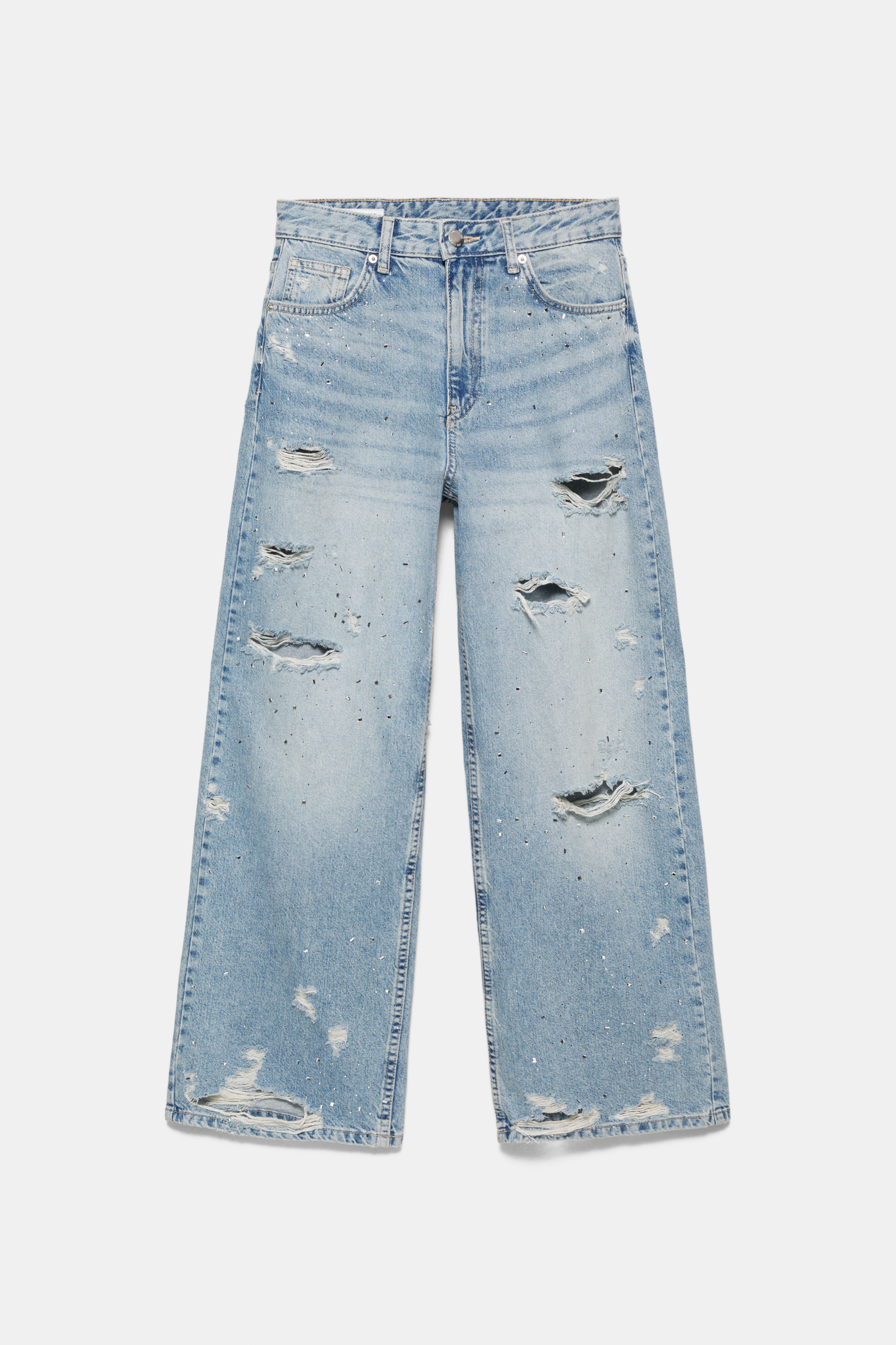 Alaster Queen Jeans Leggeri – Pantaloni Larghi Stretch Strappati Per Donna – Modello Casual Con Vita Elastica – Colore Blu Cielo – Taglia M