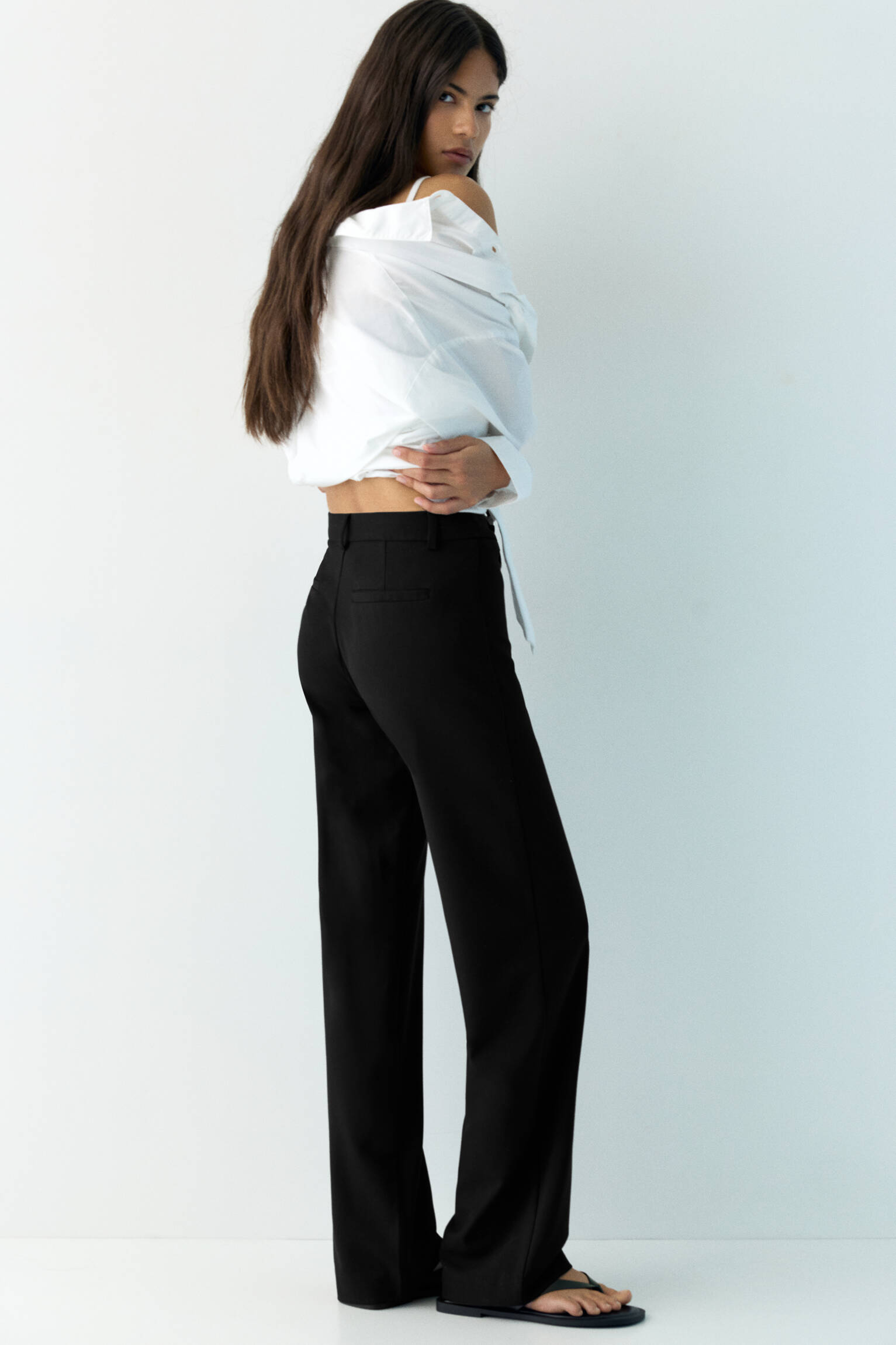 Uzun bol paça kumaş pantolon - Görsel 53