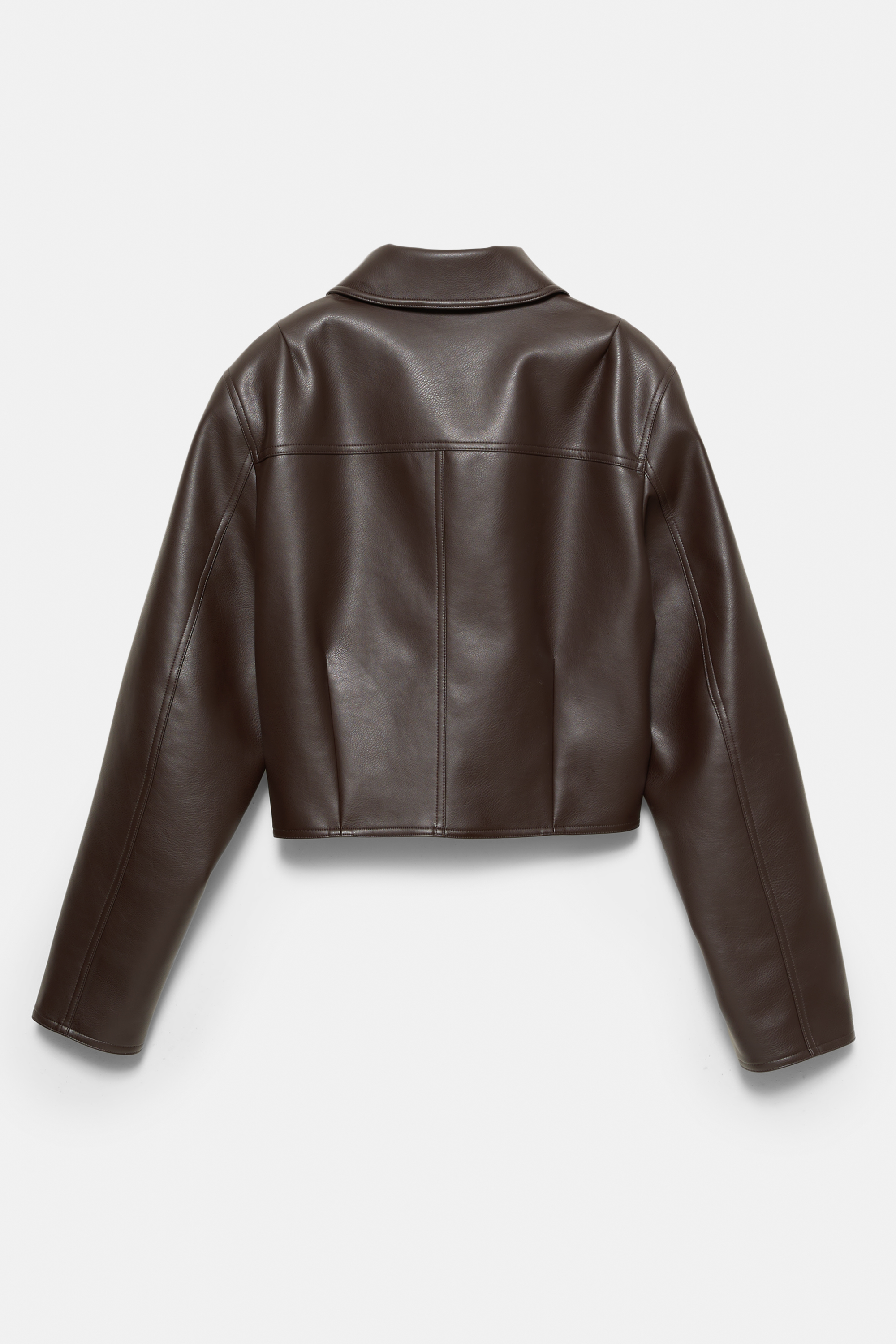 Cropped leather effect jacket
