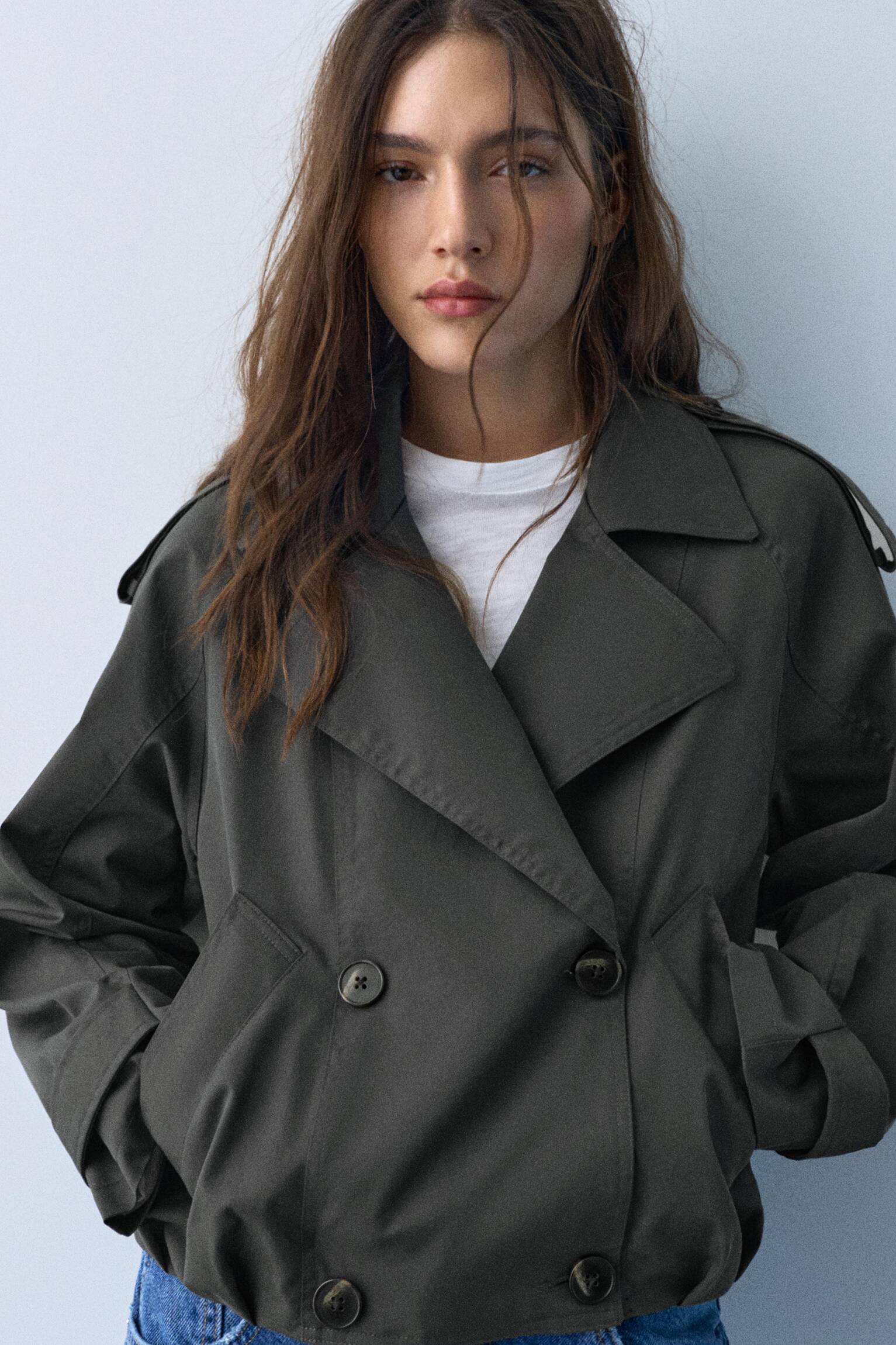 Korte ballonmouw gabardine