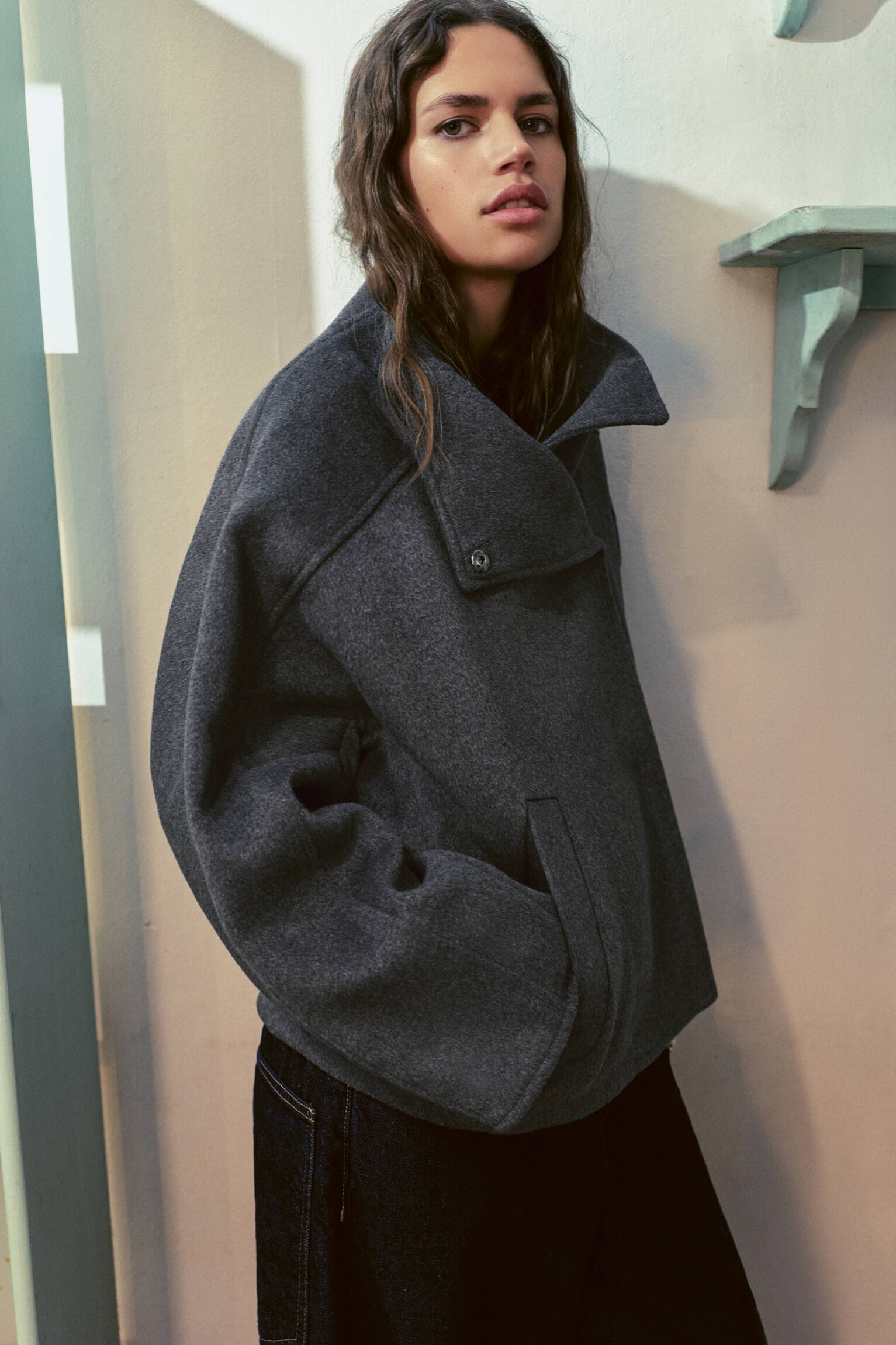Pull&Bear Short felt texture coat