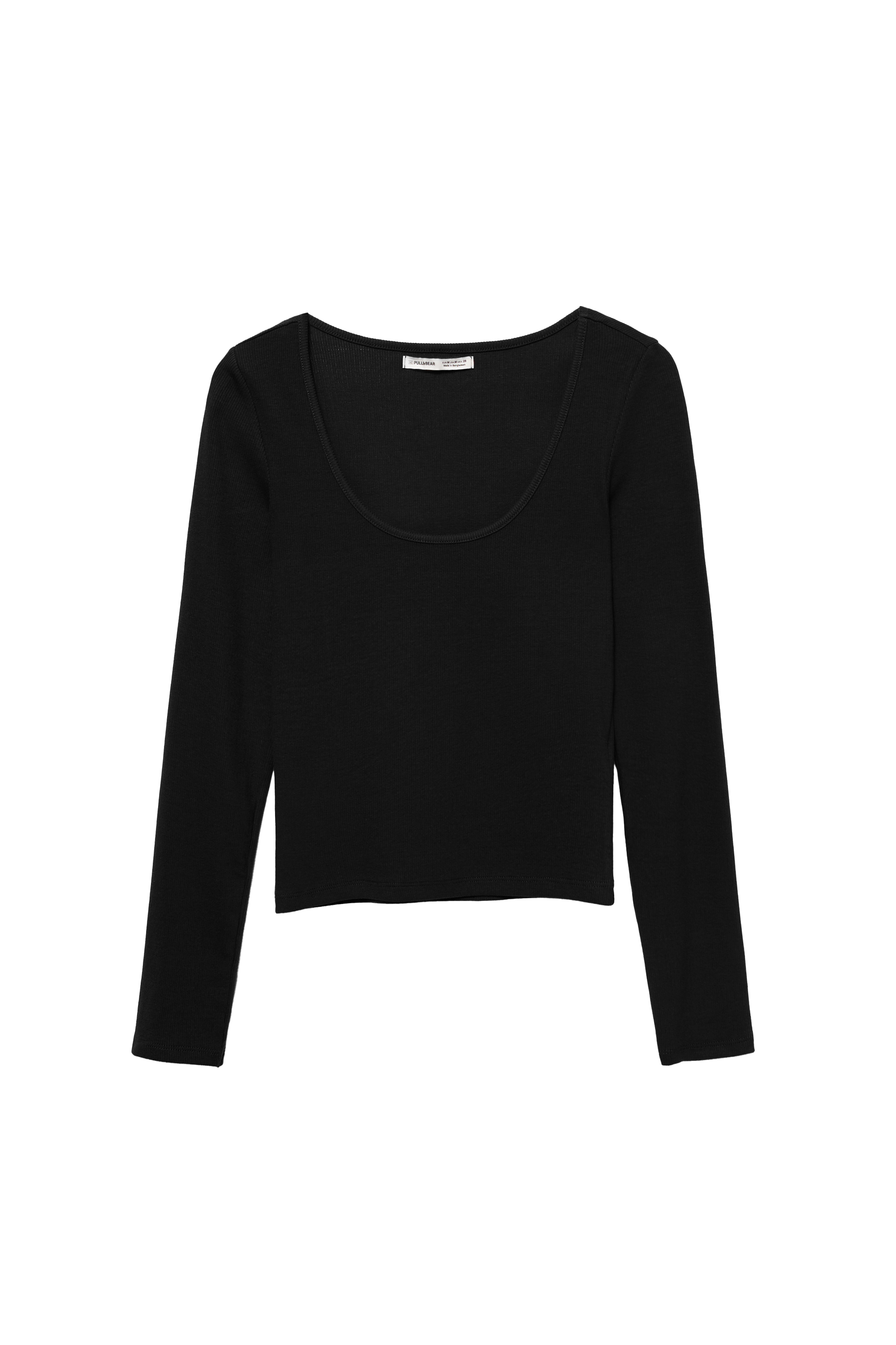 Ribbad t-shirt med rund ringning