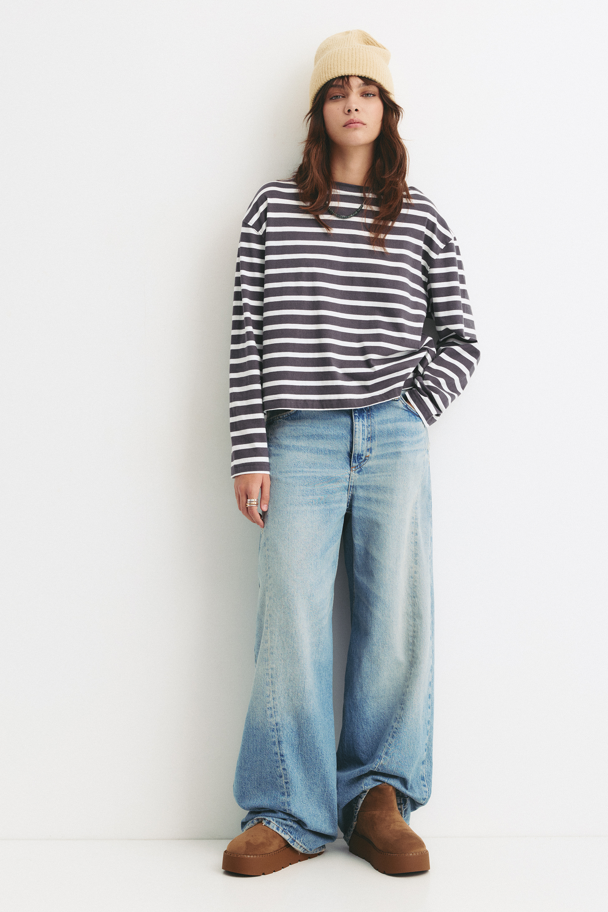 Boxy fit T-shirt met lange mouw