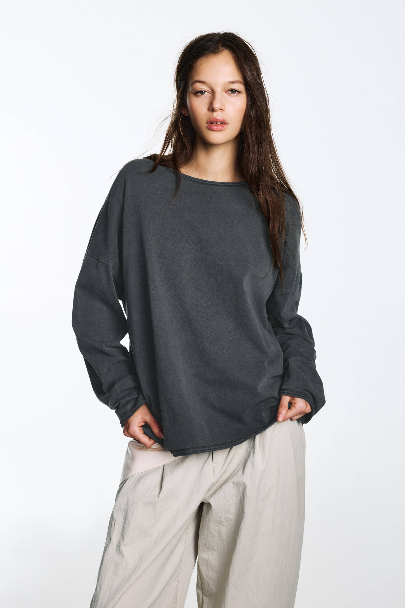 Oversize long sleeve T-shirt - Pull&Bear United States