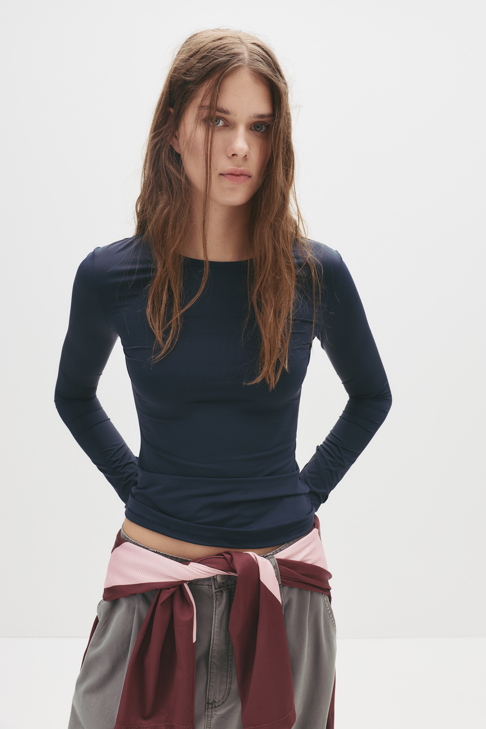 Nauwsluitend polyamide T-shirt