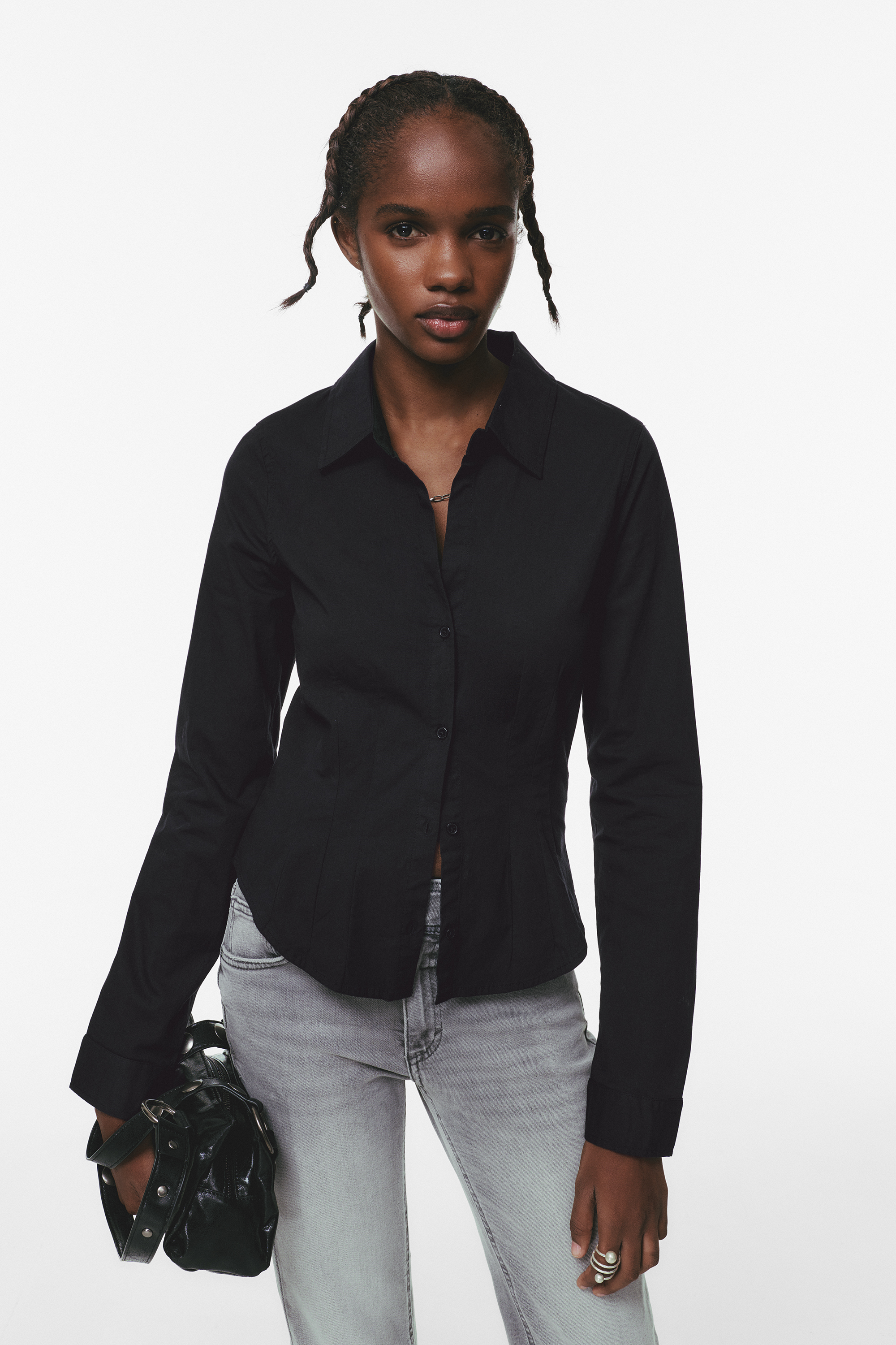 Chemise popeline ajustée à pinces