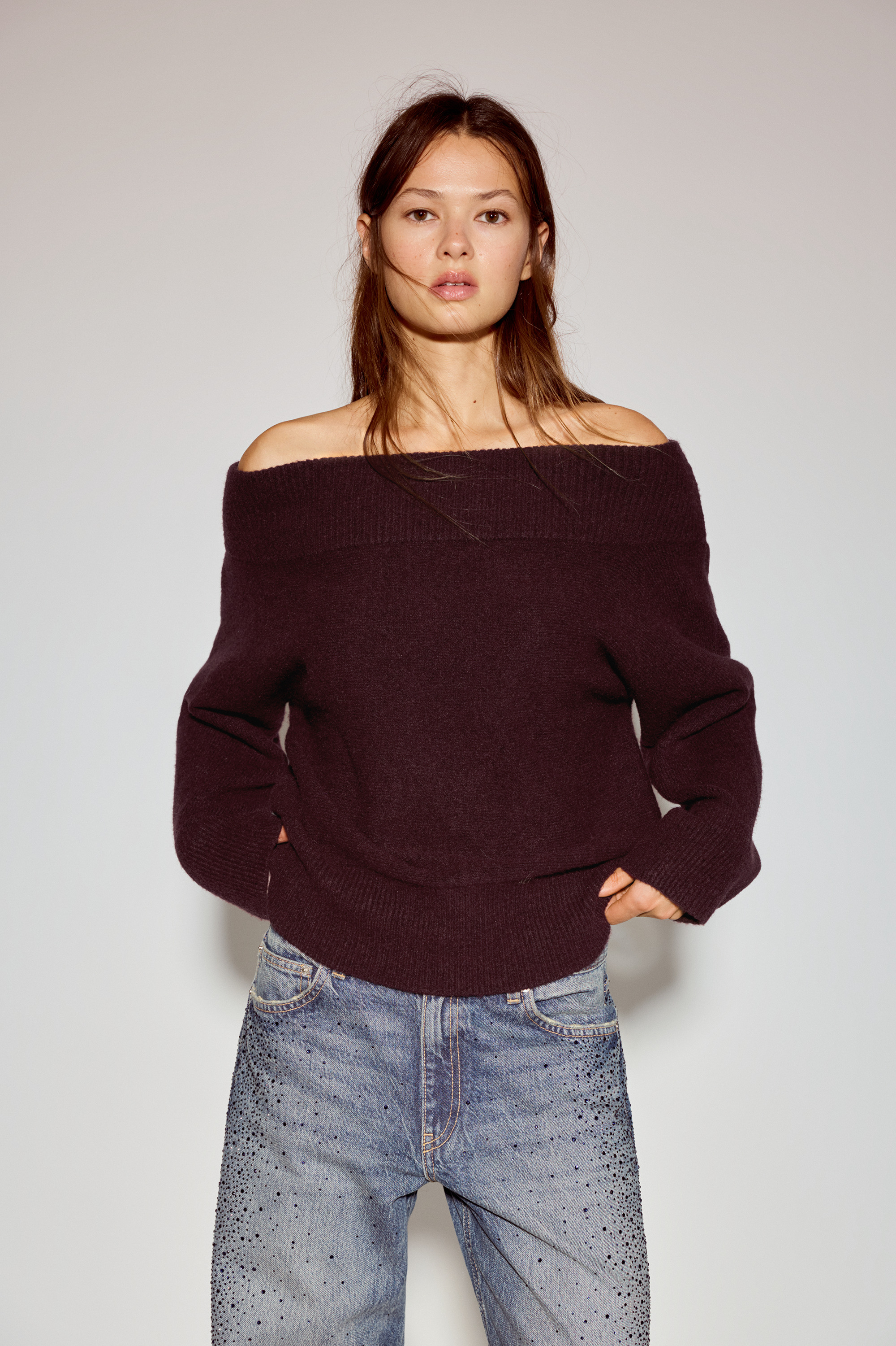 Asymmetric soft knit sweater