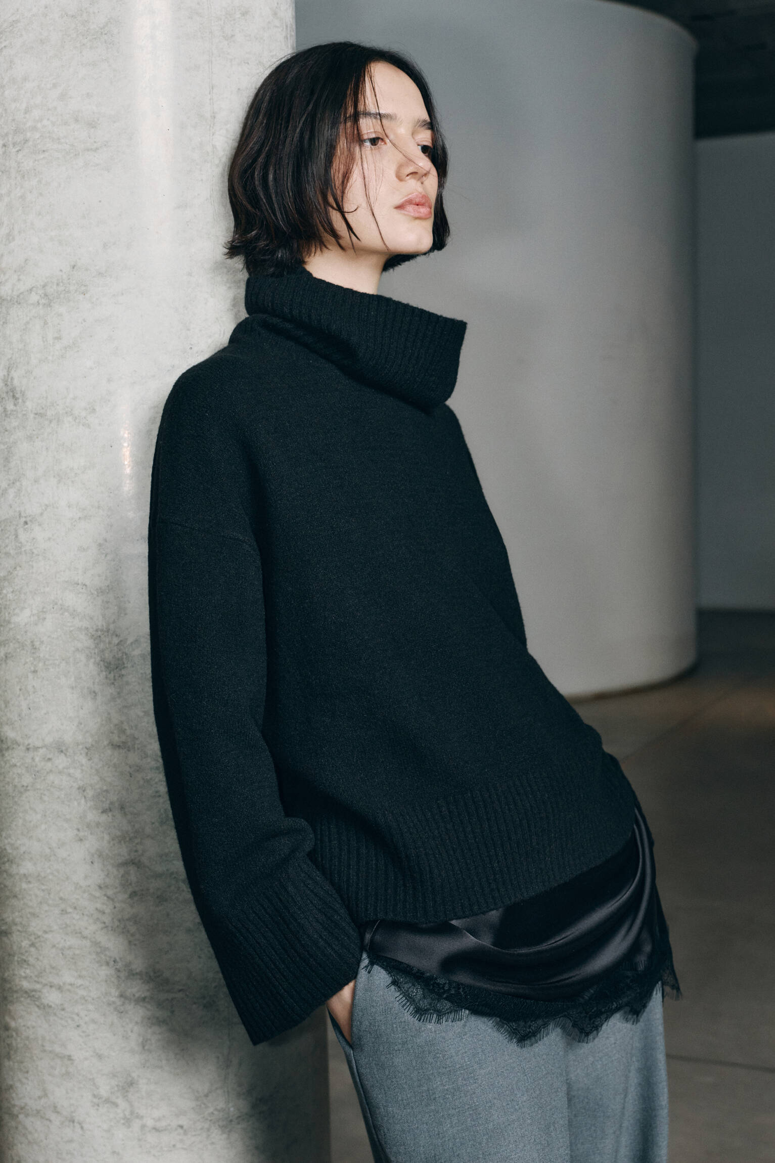 Soft high neck sweater