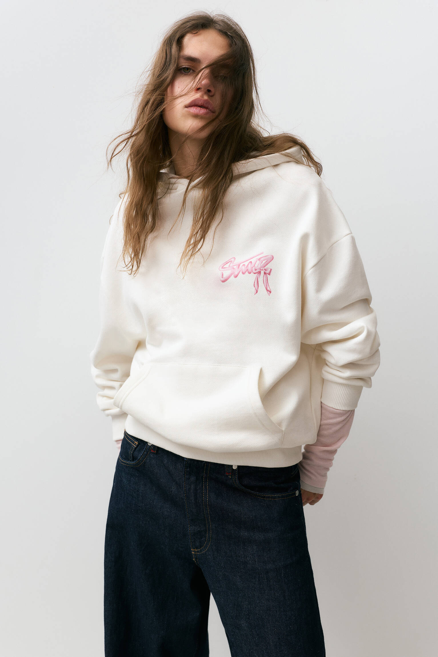 Sweat à capuche motif nœud