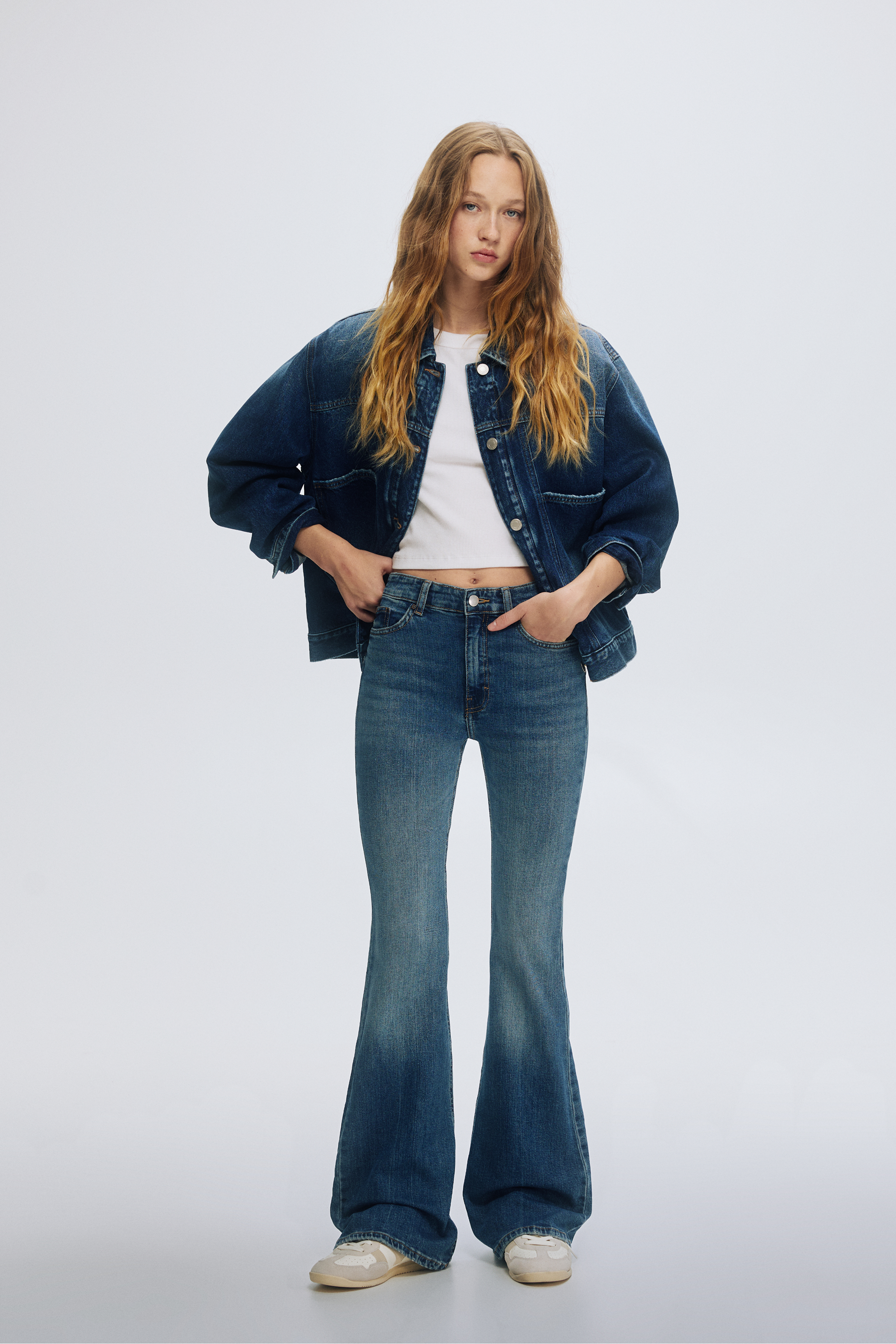 جينز جرسي بخصر عالٍ